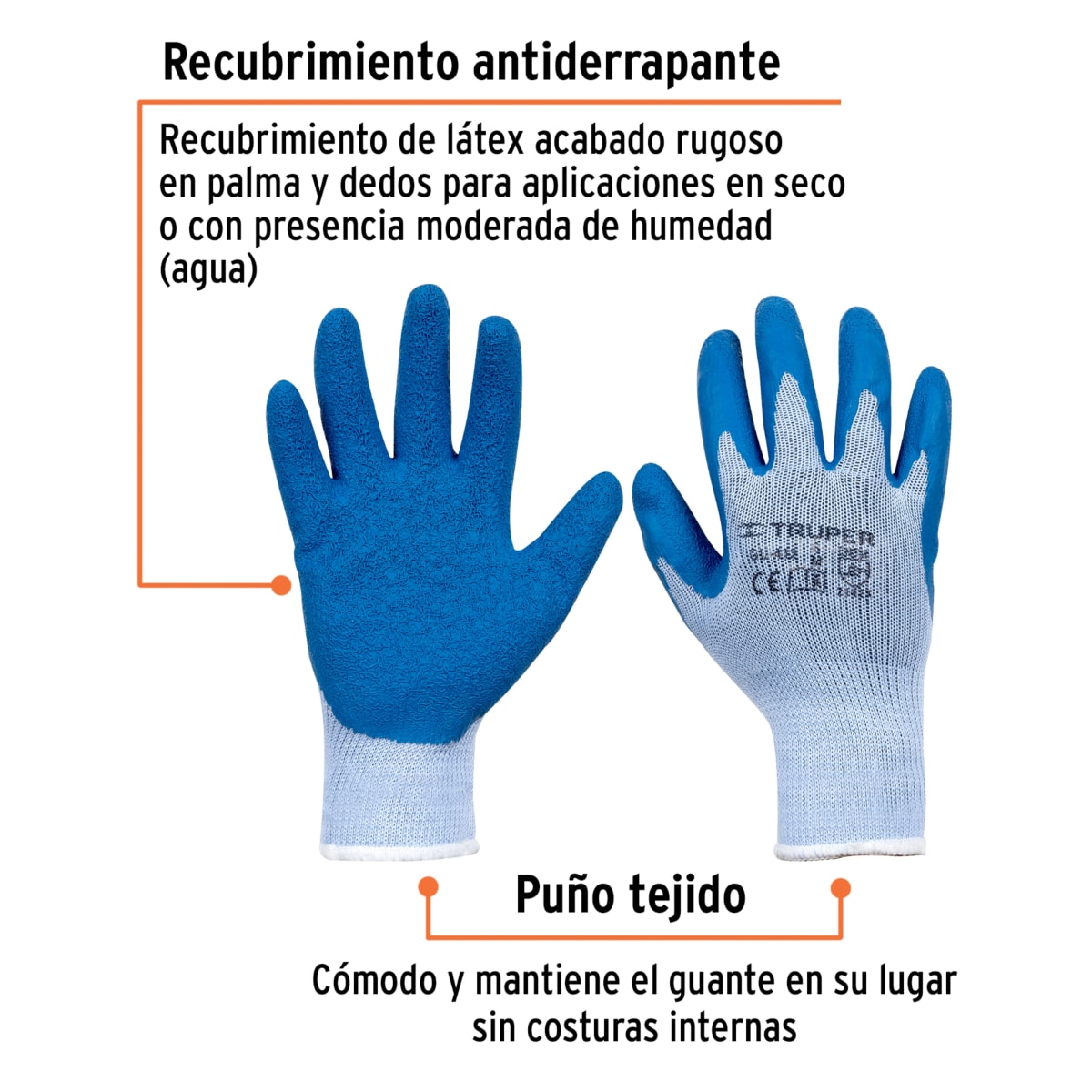 Guantes Latex Jardinería Uso General 8 talla M - Truper2