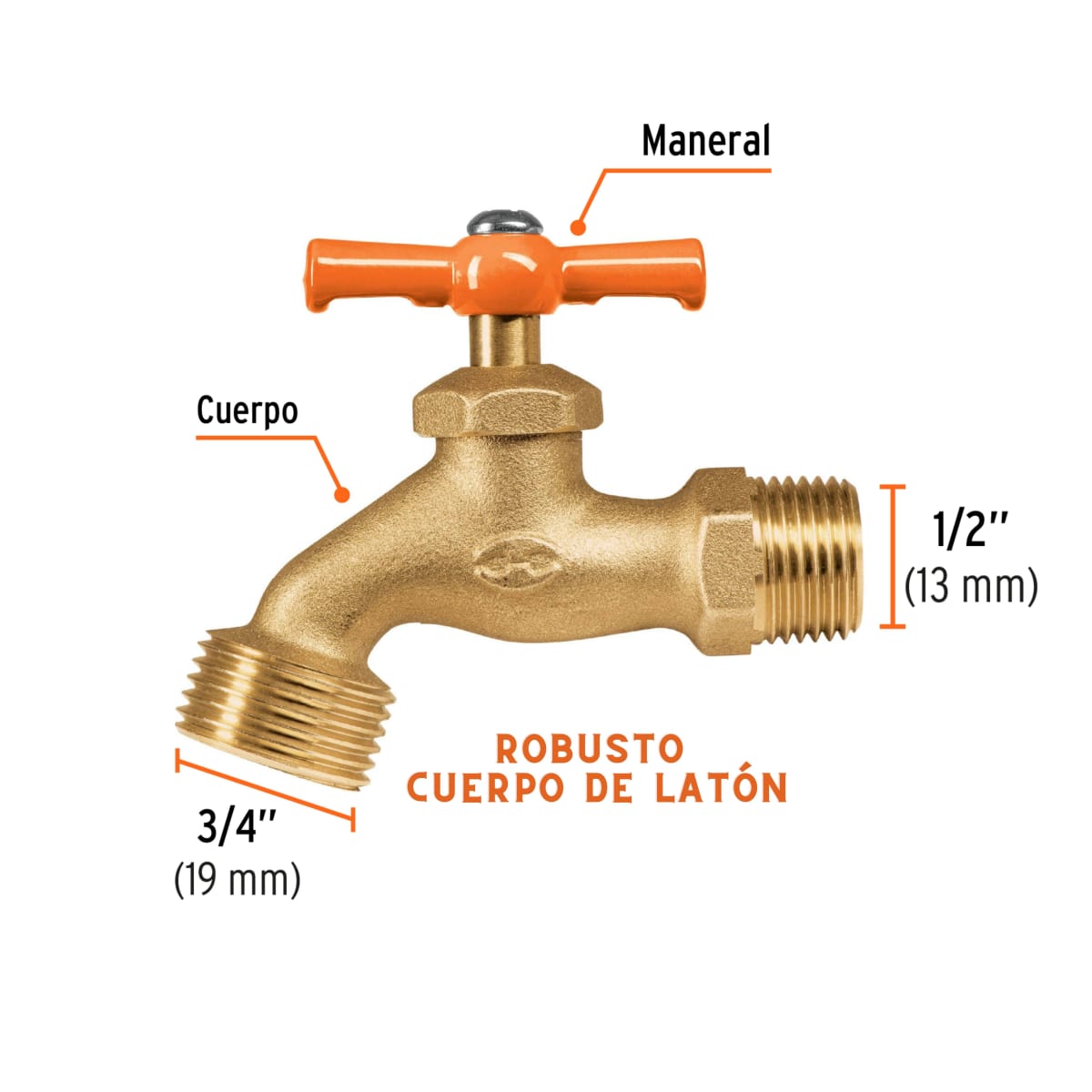 LLAVE CAÑO DE JARDÍN ROBUSTO 12 BRONCE TRUPER2