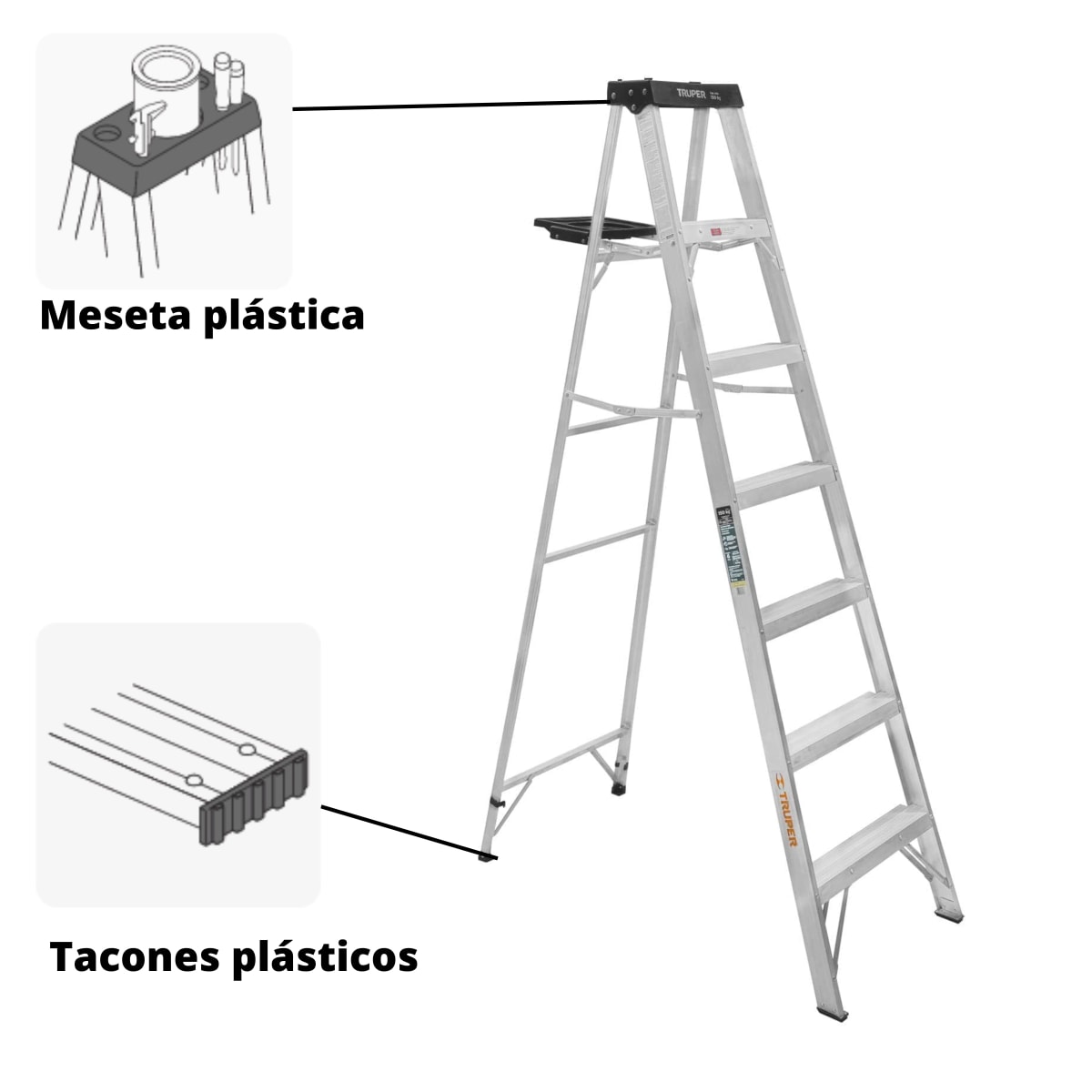 Escalera tijera 6 peldaños 150 Kg Truper2
