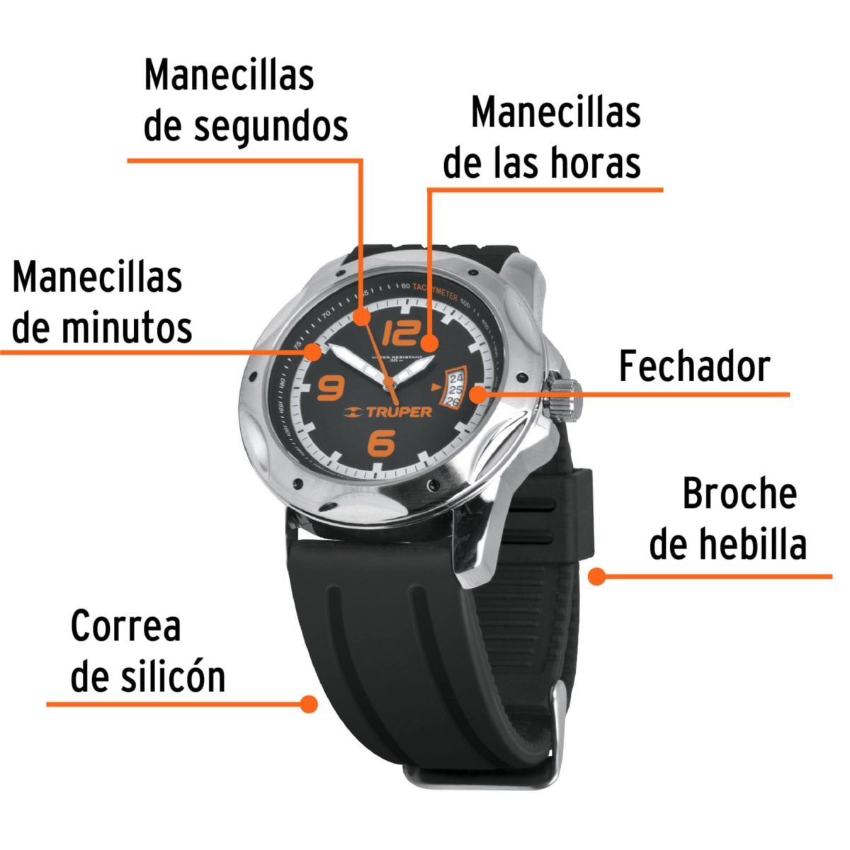 Reloj para caballero de cuarzo acuático correa de plástico - Truper2