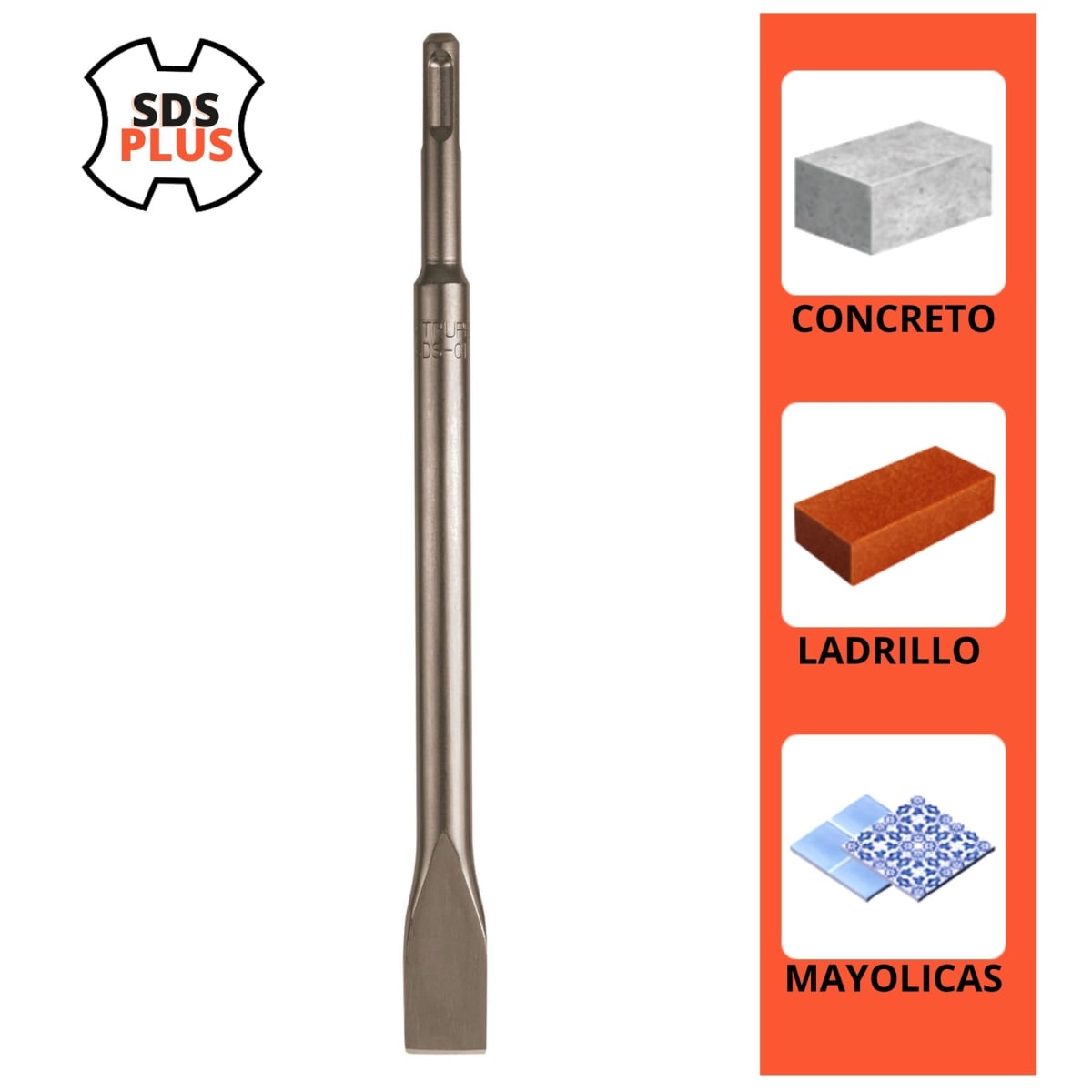 Cincel plano delgado SDS Plus p rotomartillo 3/4
