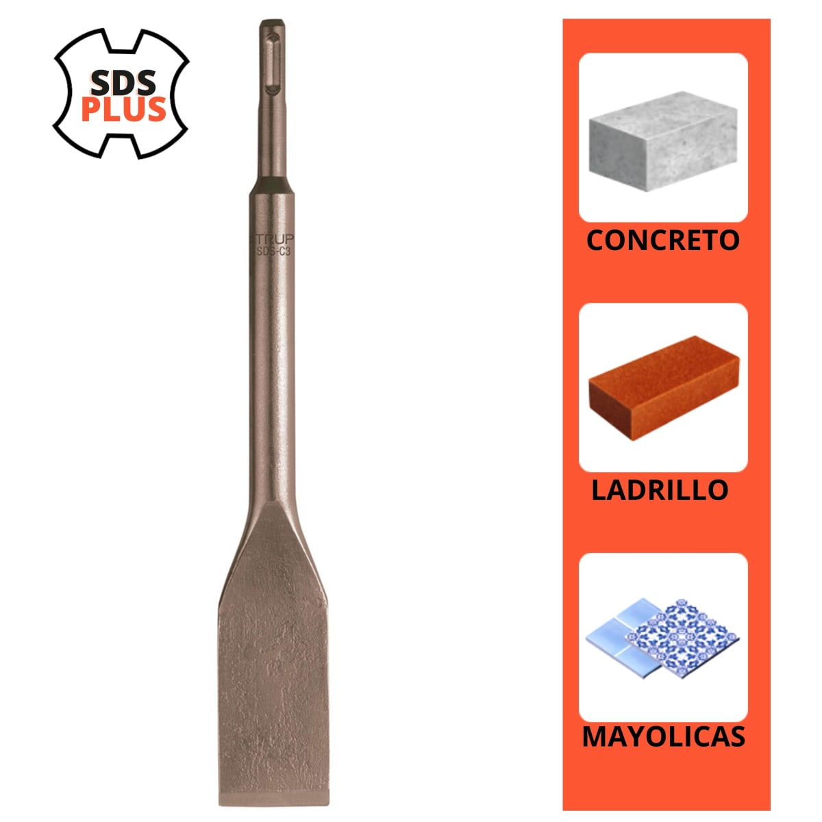 Cincel plano SDS Plus p rotomartillo 1 1/2