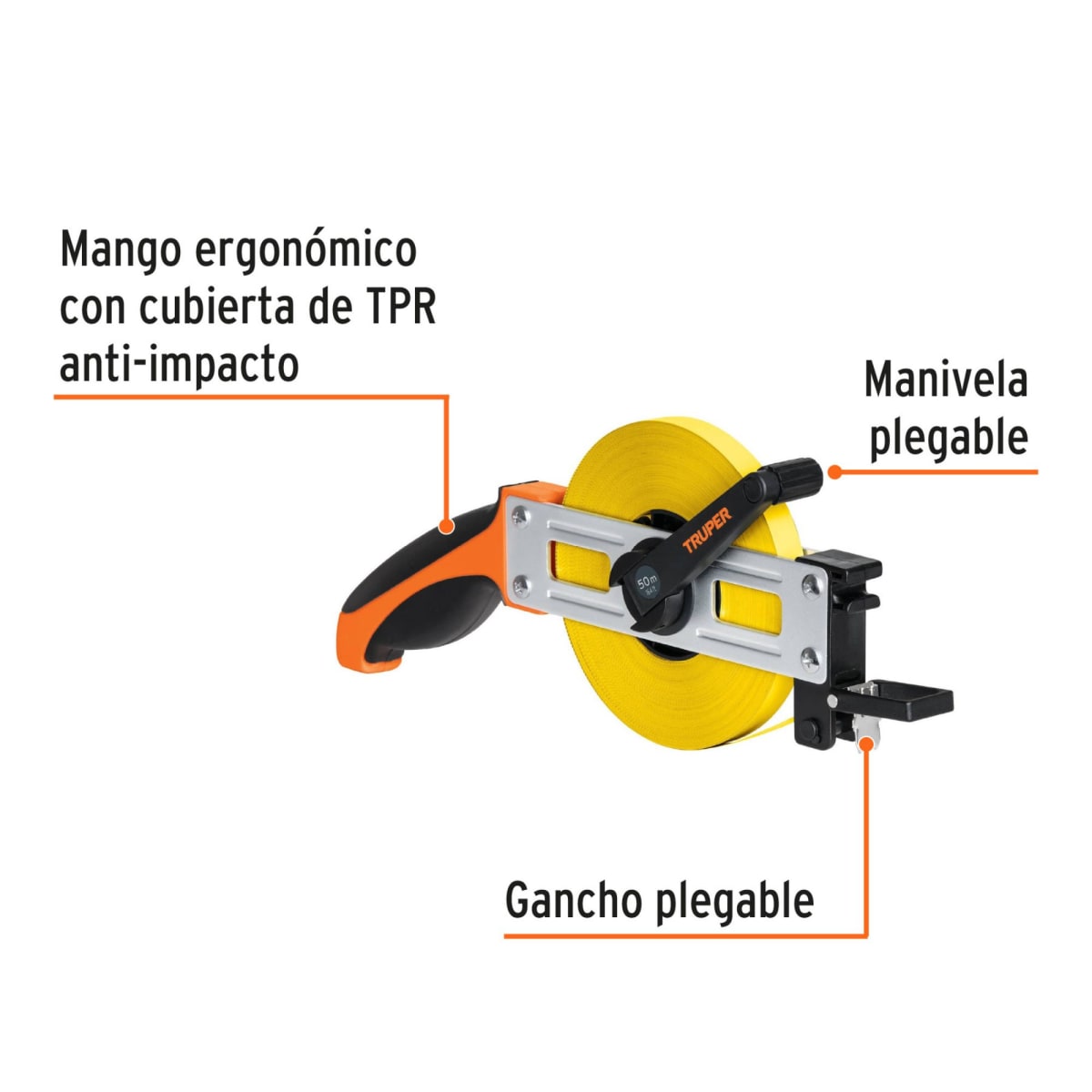 Cinta metrica de ACERO 50m wincha Truper 126482