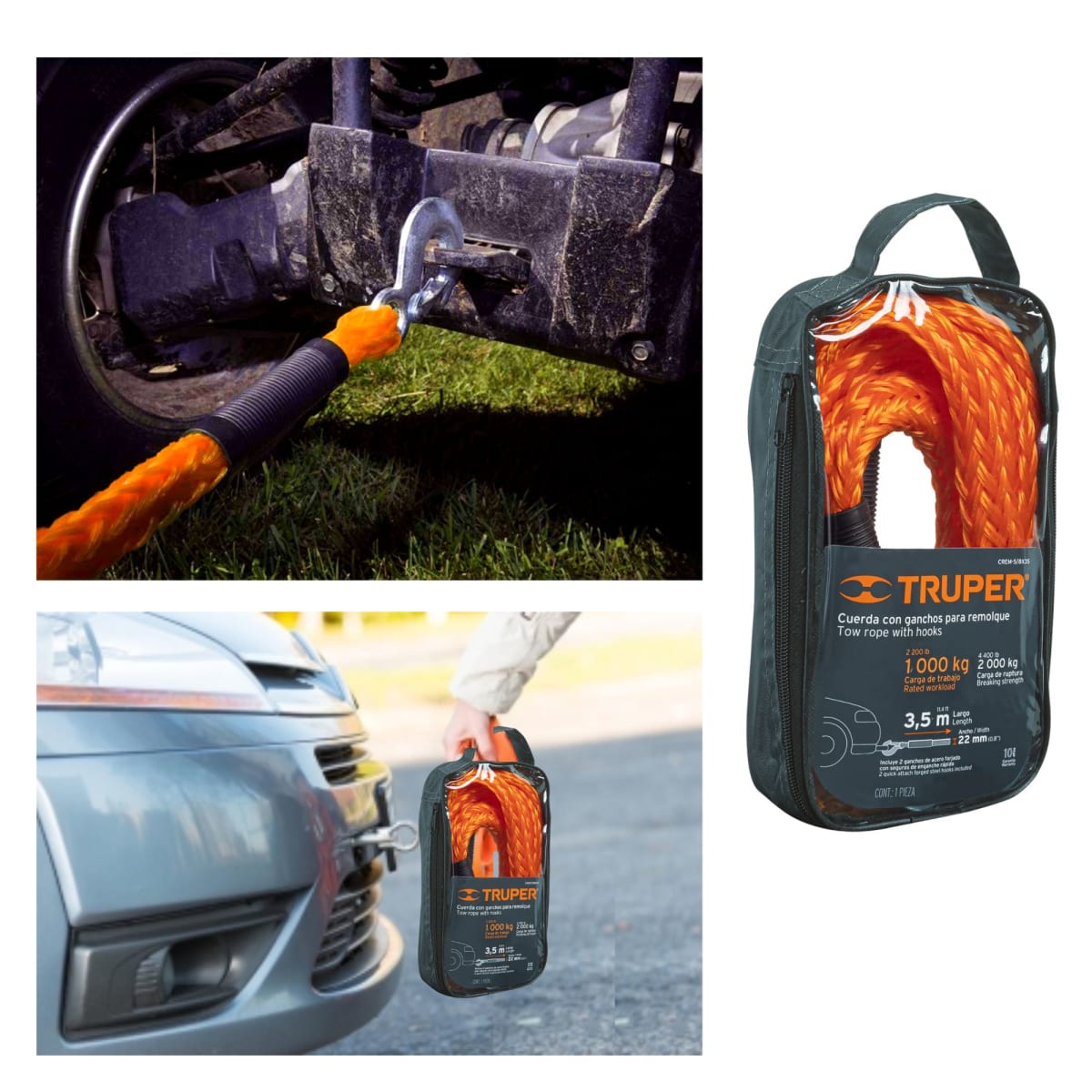 Soga de remolque con ganchos 3,5 m - TRUPER2