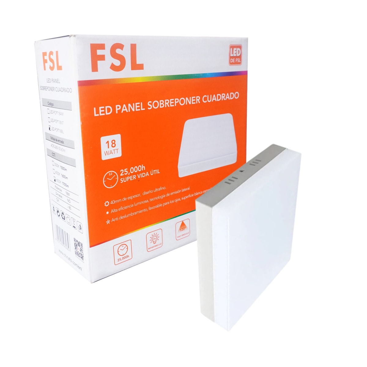 PANEL LED CUADRADO LUZ BLANCO 18W FSL2