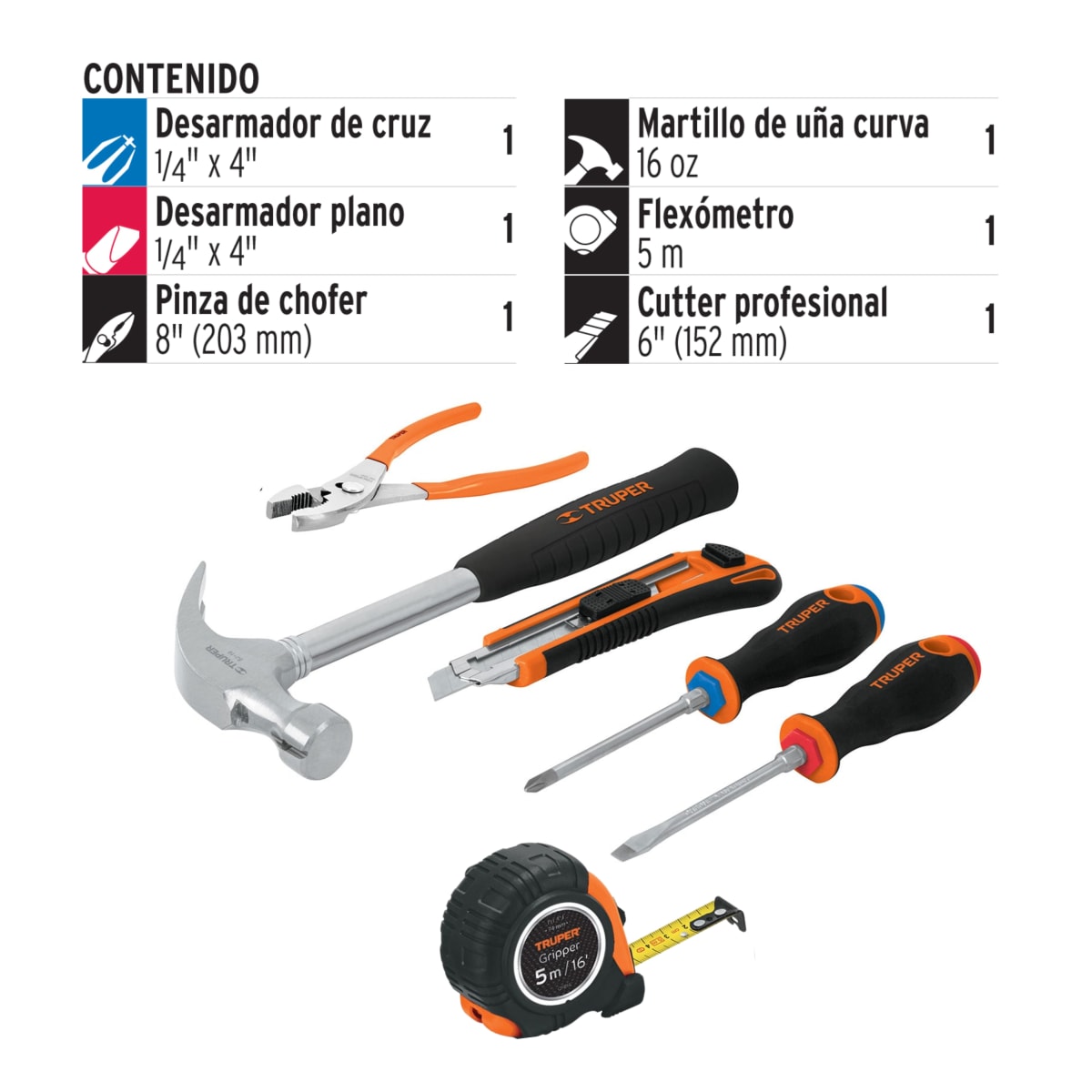 Juego de Herramientas caseras 6 piezas, Truper2