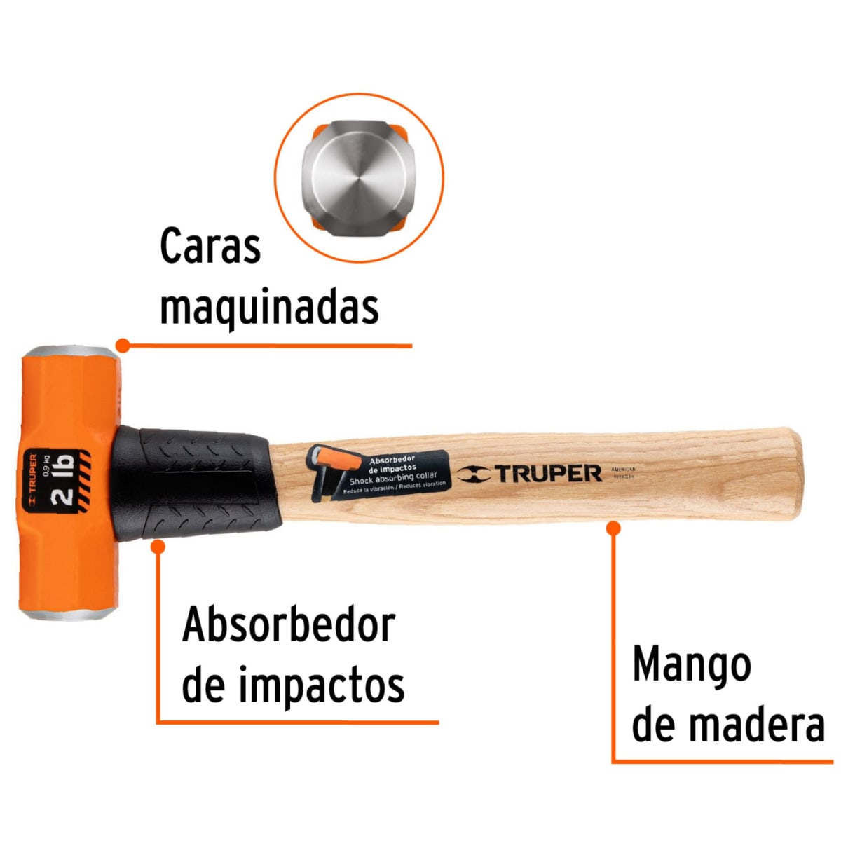 Combilla 2 Lb, Mango De Madera 12 , Comba Octagonal Truper2