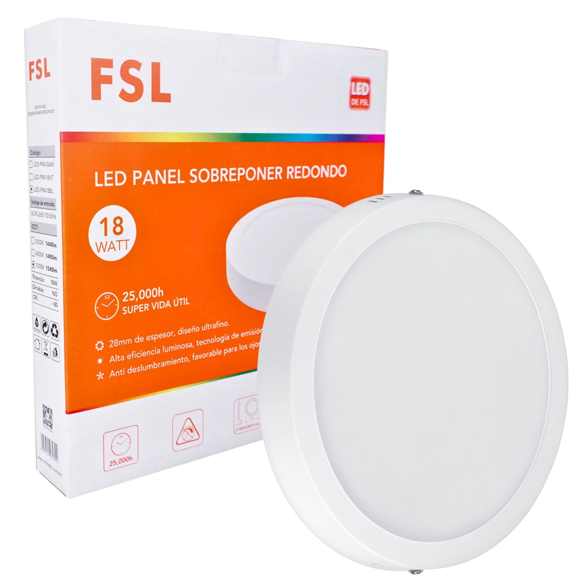 PANEL LED REDONDO LUZ BLANCO 18W FSL2