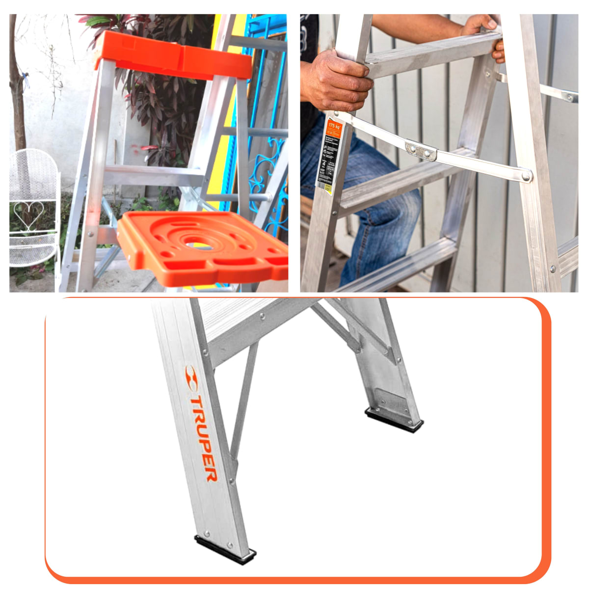 Escalera tijera 4 peldaños capacidad de carga 175 kg - truper.2