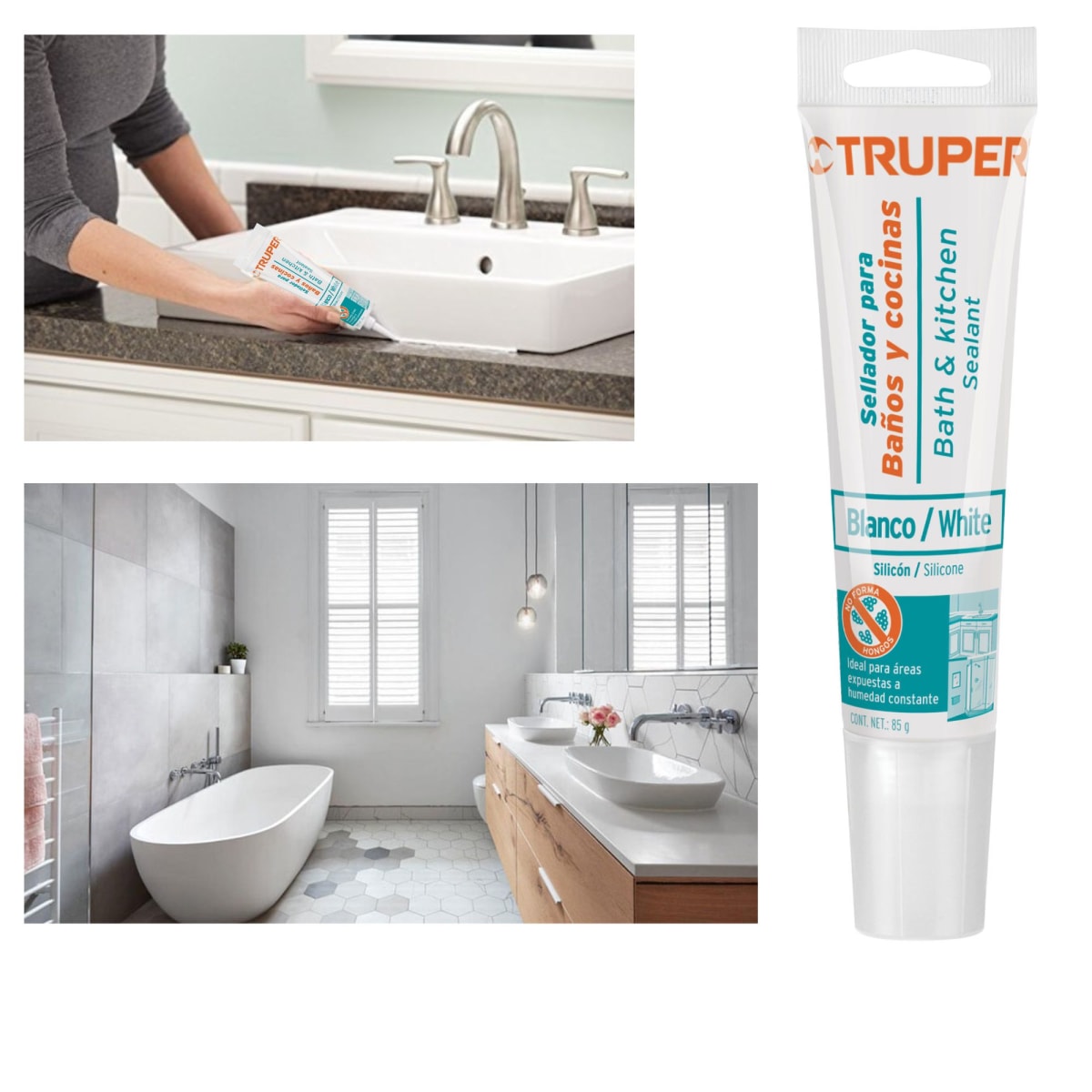Silicona baños y cocina, TRANSPARENTE 85 g, TRUPER2