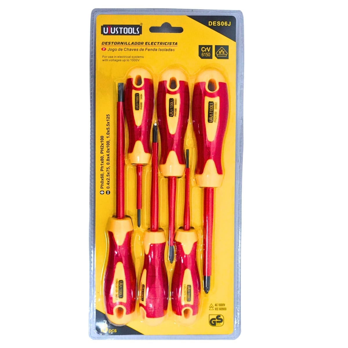 Juego 6 desarmadores dieléctricos 1000V electricista Uyustools3