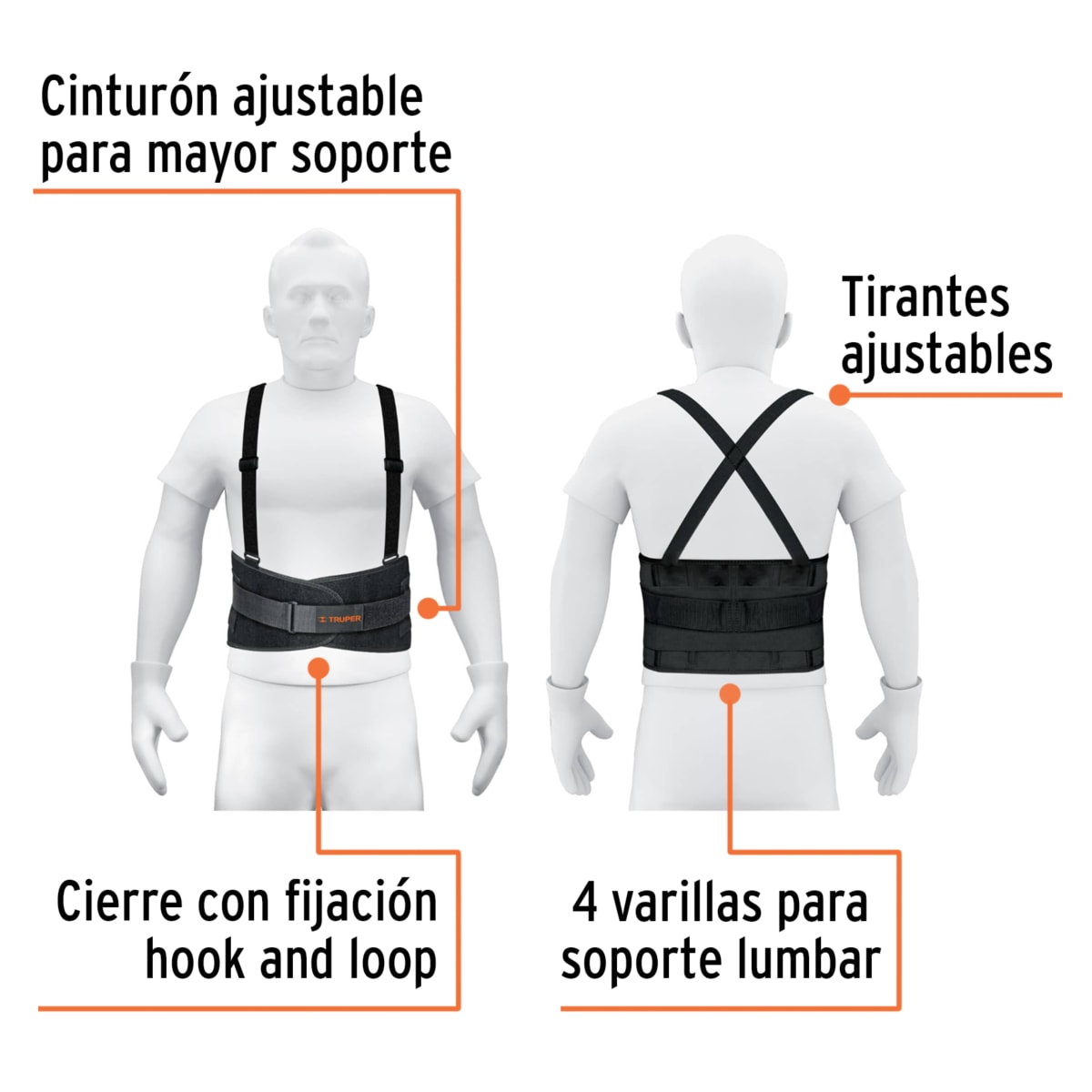 Faja lumbar para columna espalda cintura talla G Truper3