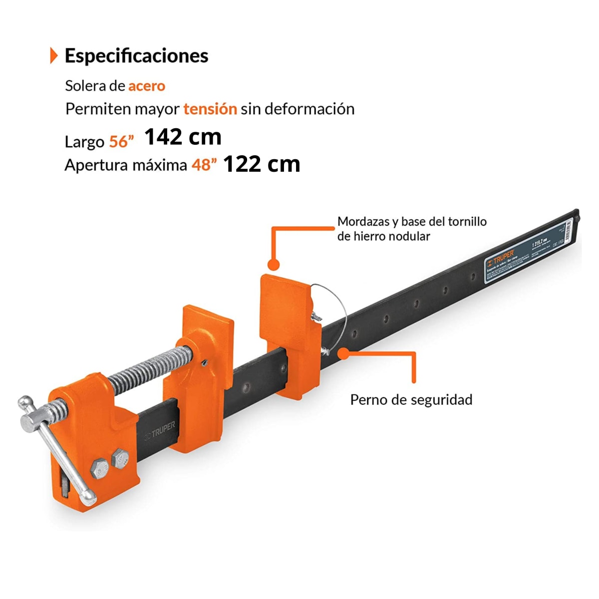 Prensa sargento carpintero 48Pulg acero - Truper3