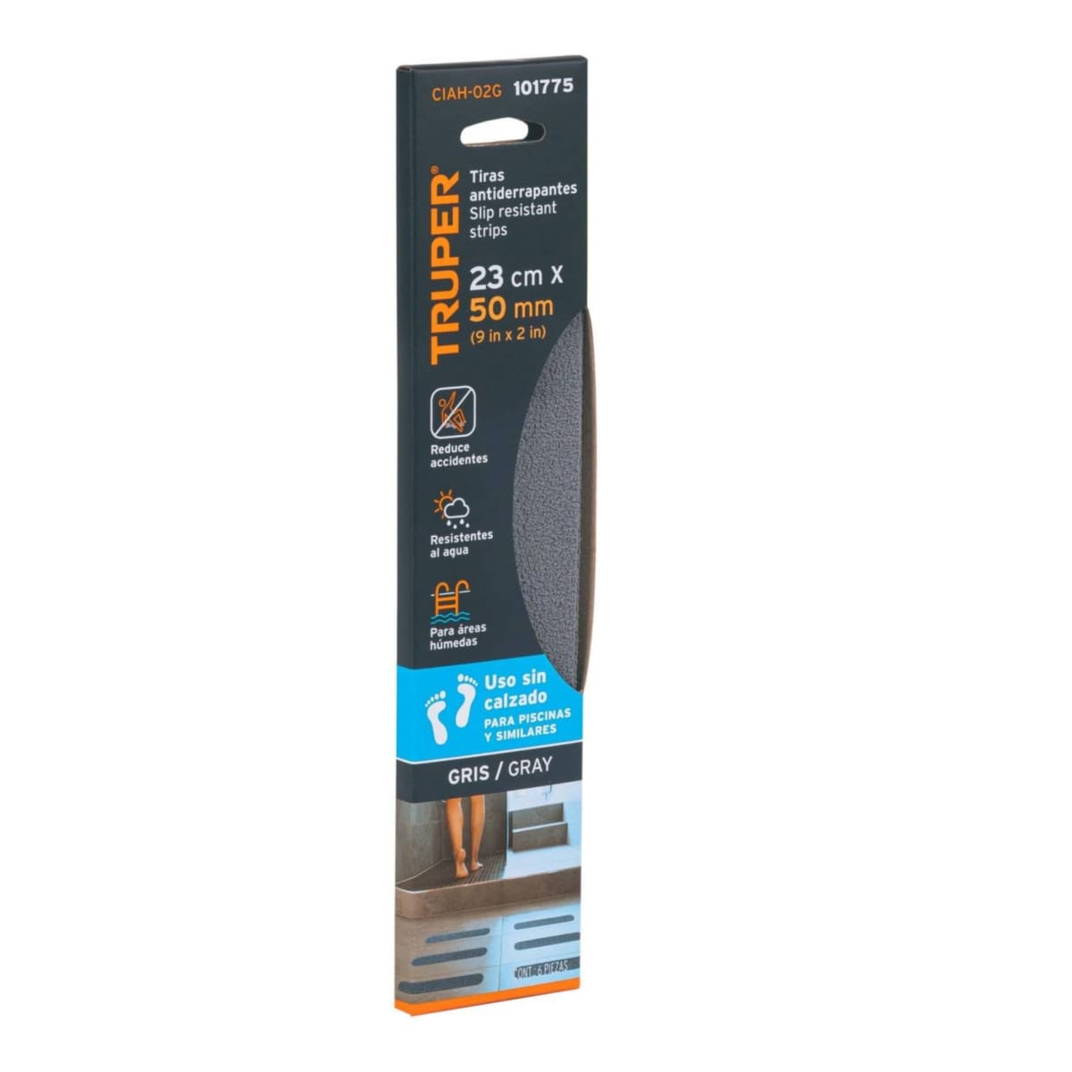 Cinta antideslizante antiderrapante 23cm x 50mm GRIS para baño3