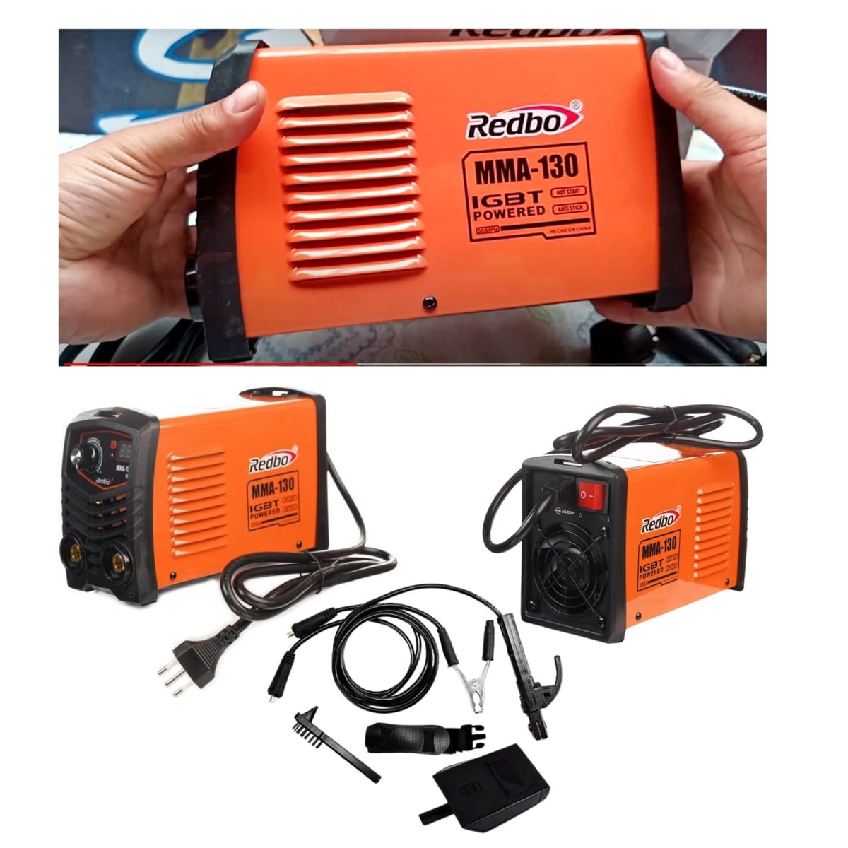 Soldadora portátil Maquina de soldar 130A 220V + careta Redbo3
