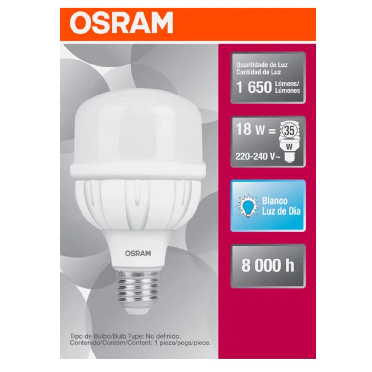 Foco Led Alta Potencia E27 18w Luz Blanca -  OSRAM3