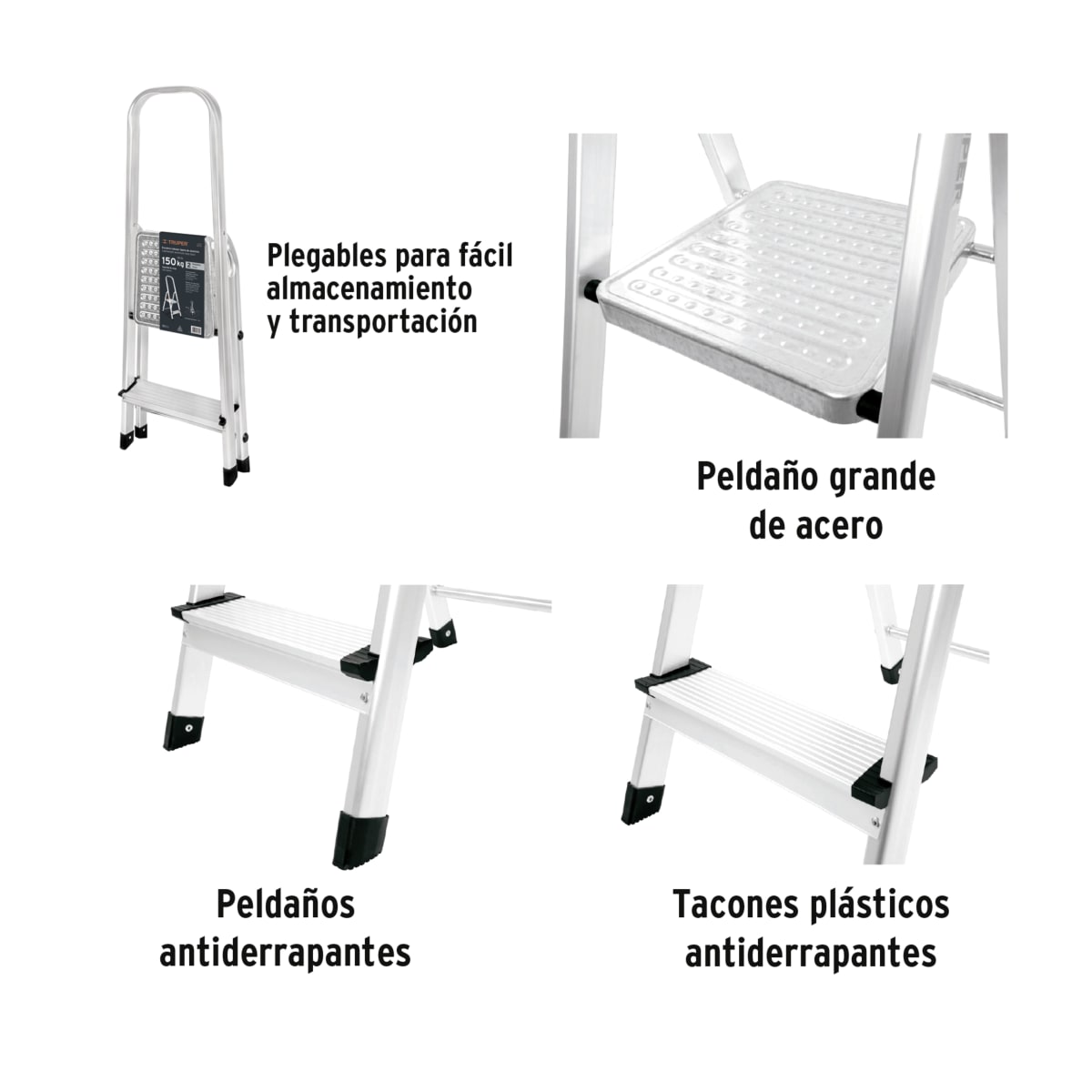 Escalera tijera 2 peldaños 150 Kg, Truper3