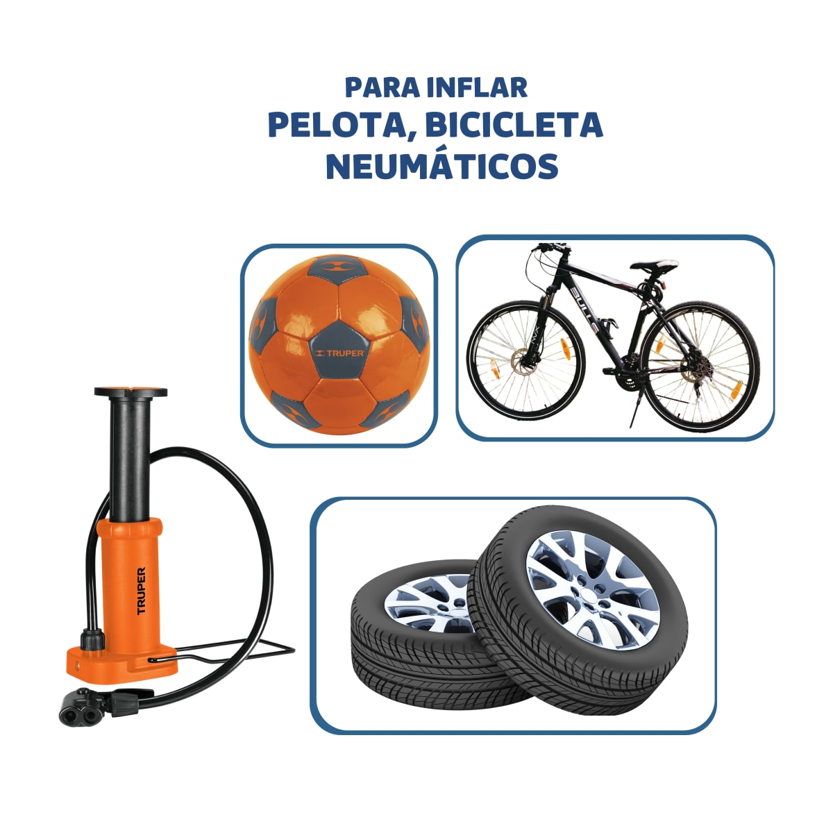 Inflador para bicicleta, pelotas, inflador de pedal de 60 psi - TRUPER3