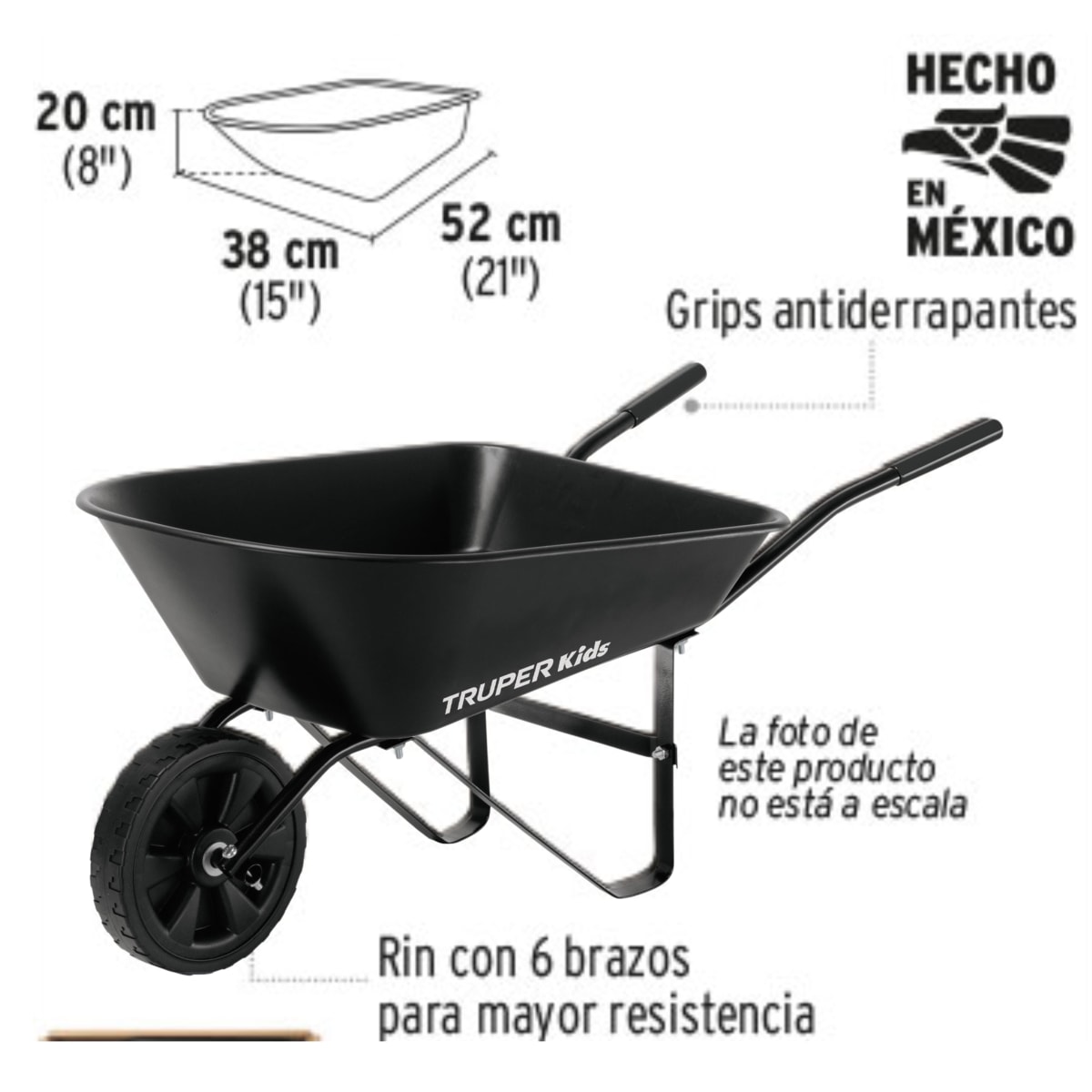 Carretilla para niños, tolva plástica , Truper3