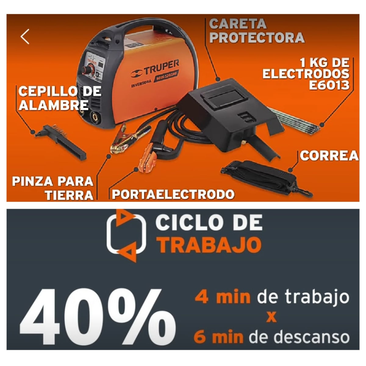 Soldadora inversora portátil 160A 220V - TRUPER3