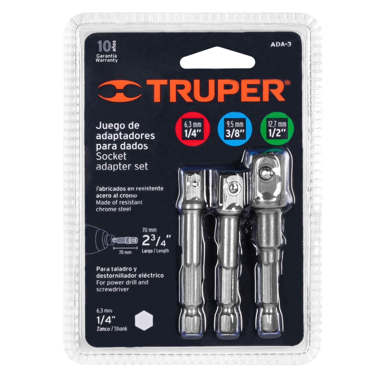 Adaptadores para dados taladro atornillador 3 pzas 1/4