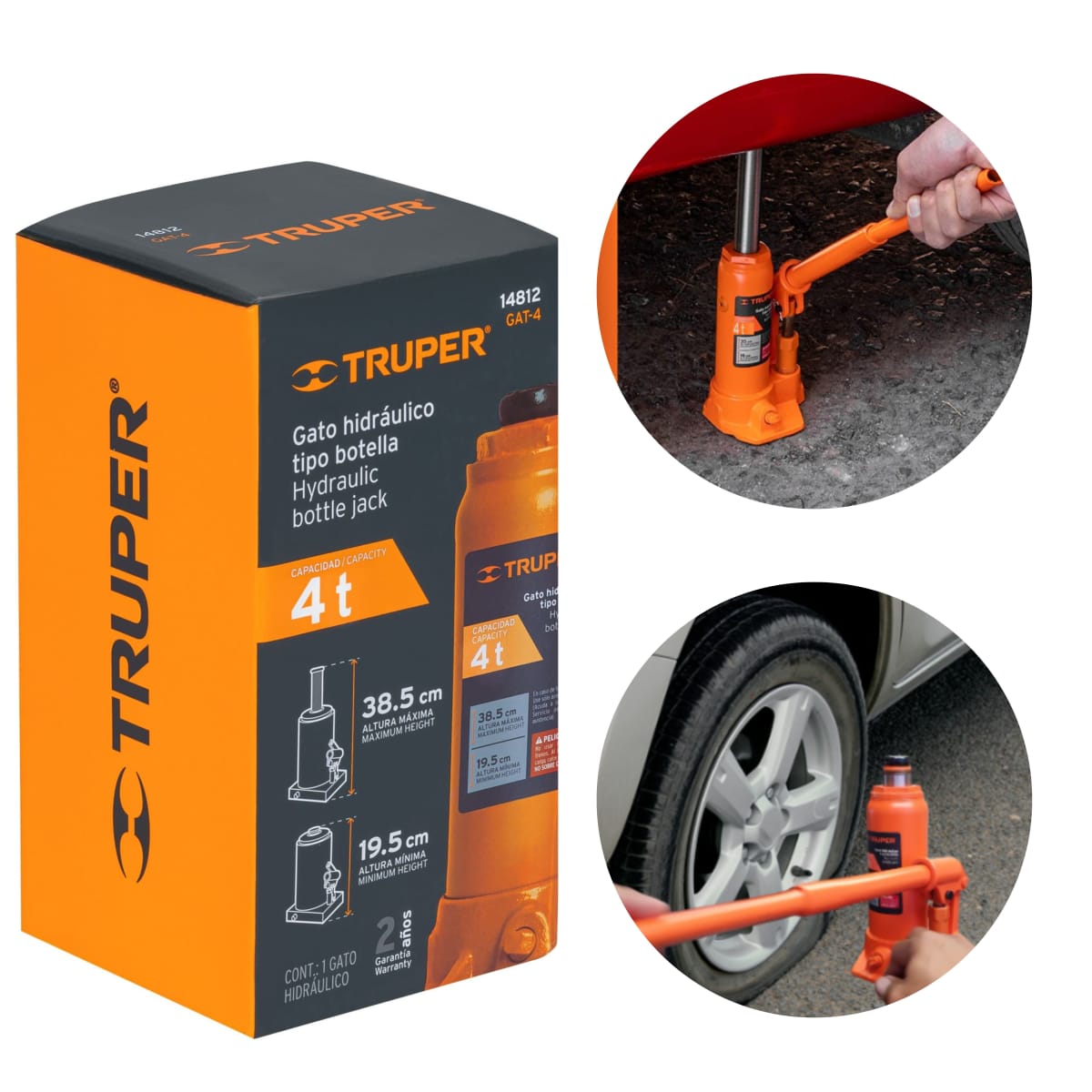 GATA HIDRAULICA  BOTELLA 4 TONELADAS , TRUPER3