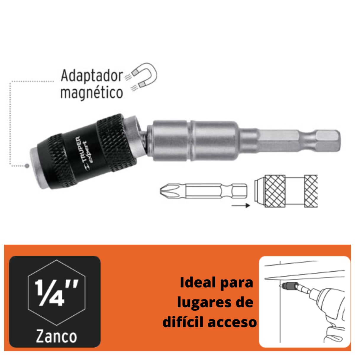 Adaptador magnético articulado 120mm, para atornilladores TRUPER3