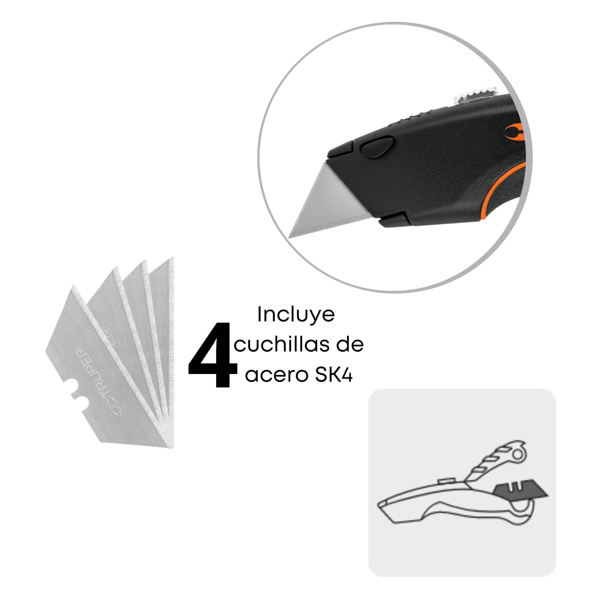 Cutter profesional Navaja Retráctil 7pulg Rudo Truper3