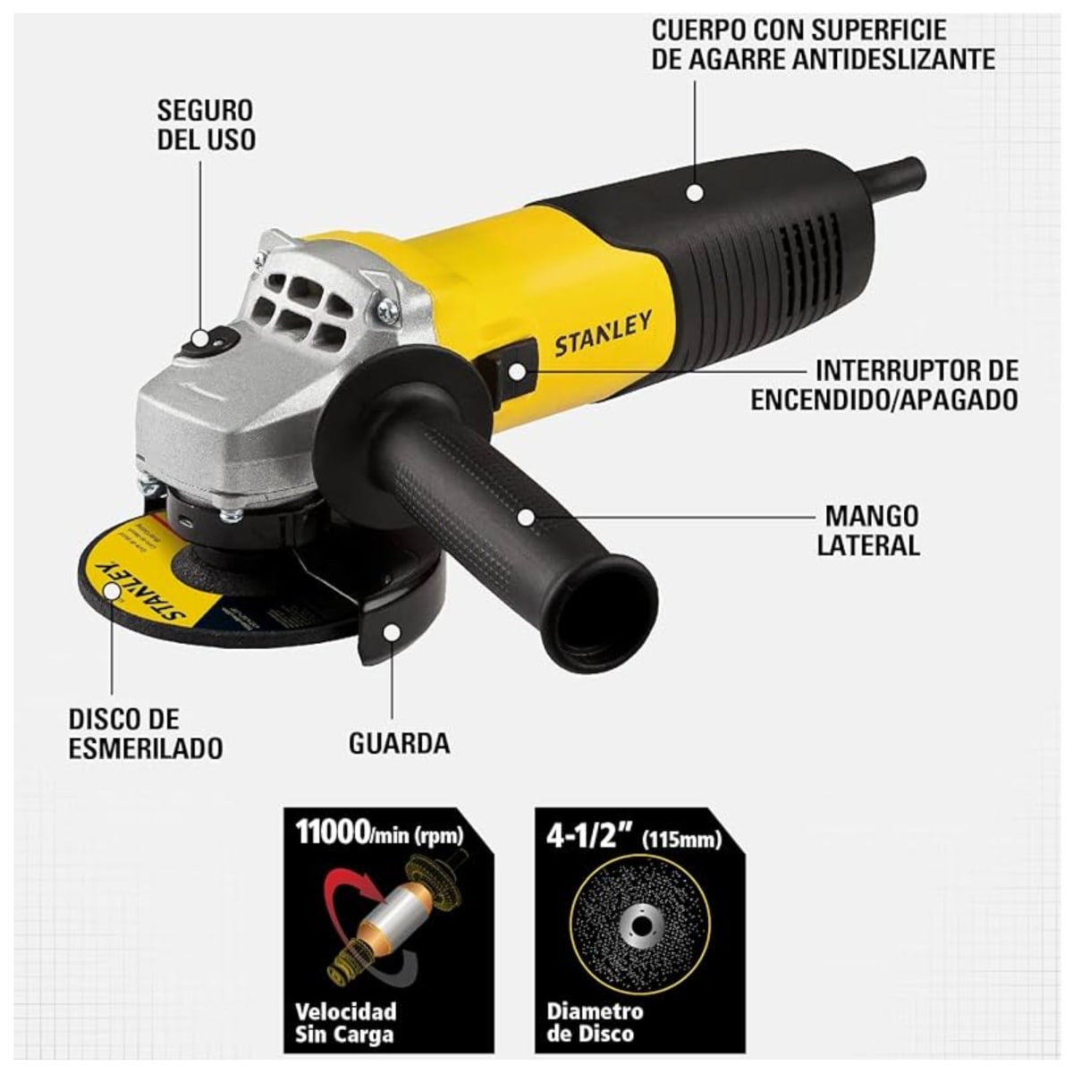 Amoladora Angular Electrico 4-12  750W PROFESIONAL SG7115-B2 STANLEY2