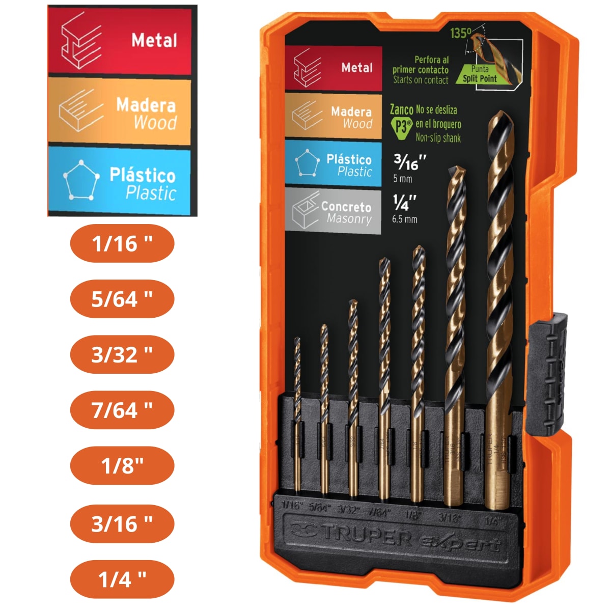 Juego de brocas para metal y brocas  para concreto 11 piezas, truper3