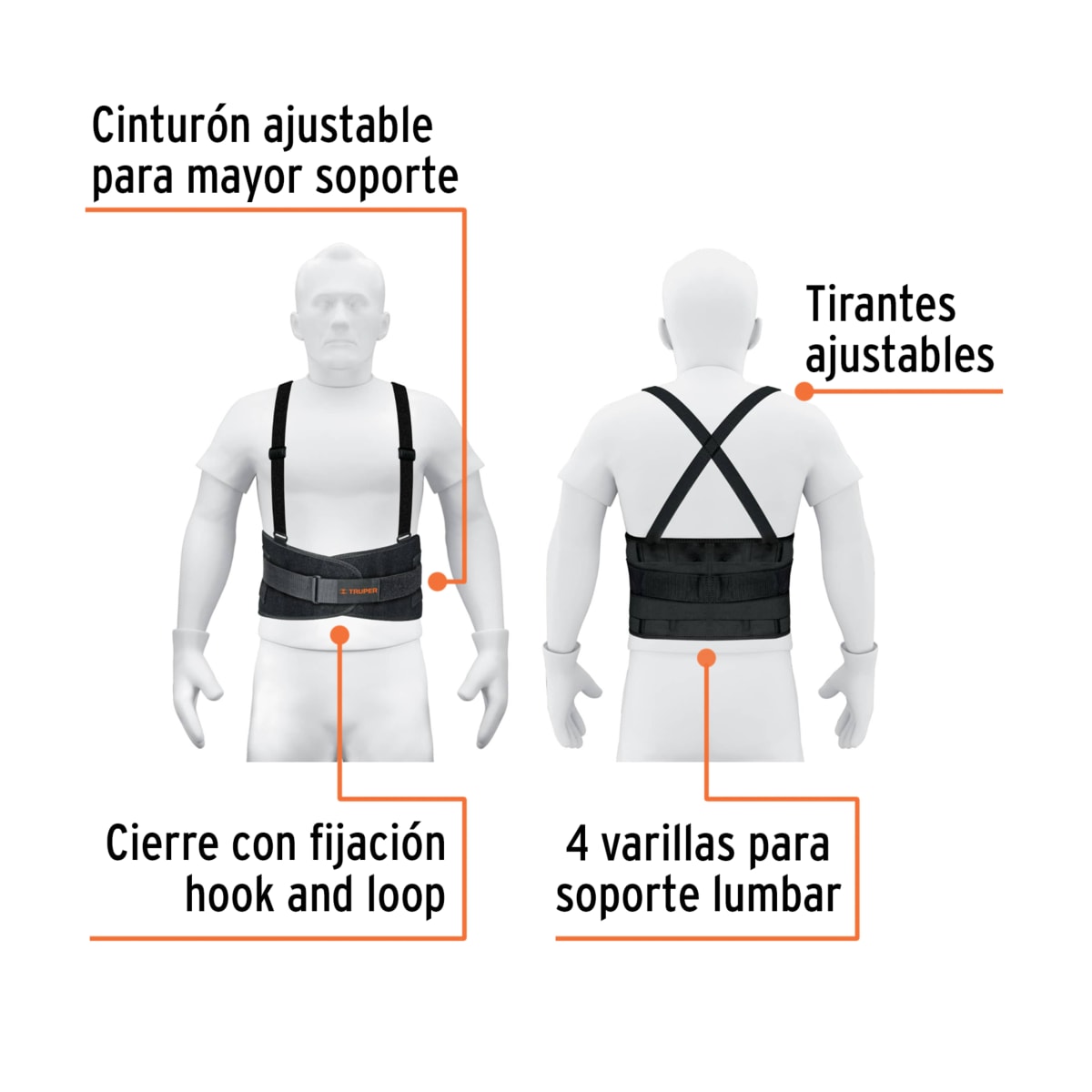 Faja lumbar para columna espalda cintura talla M Truper3