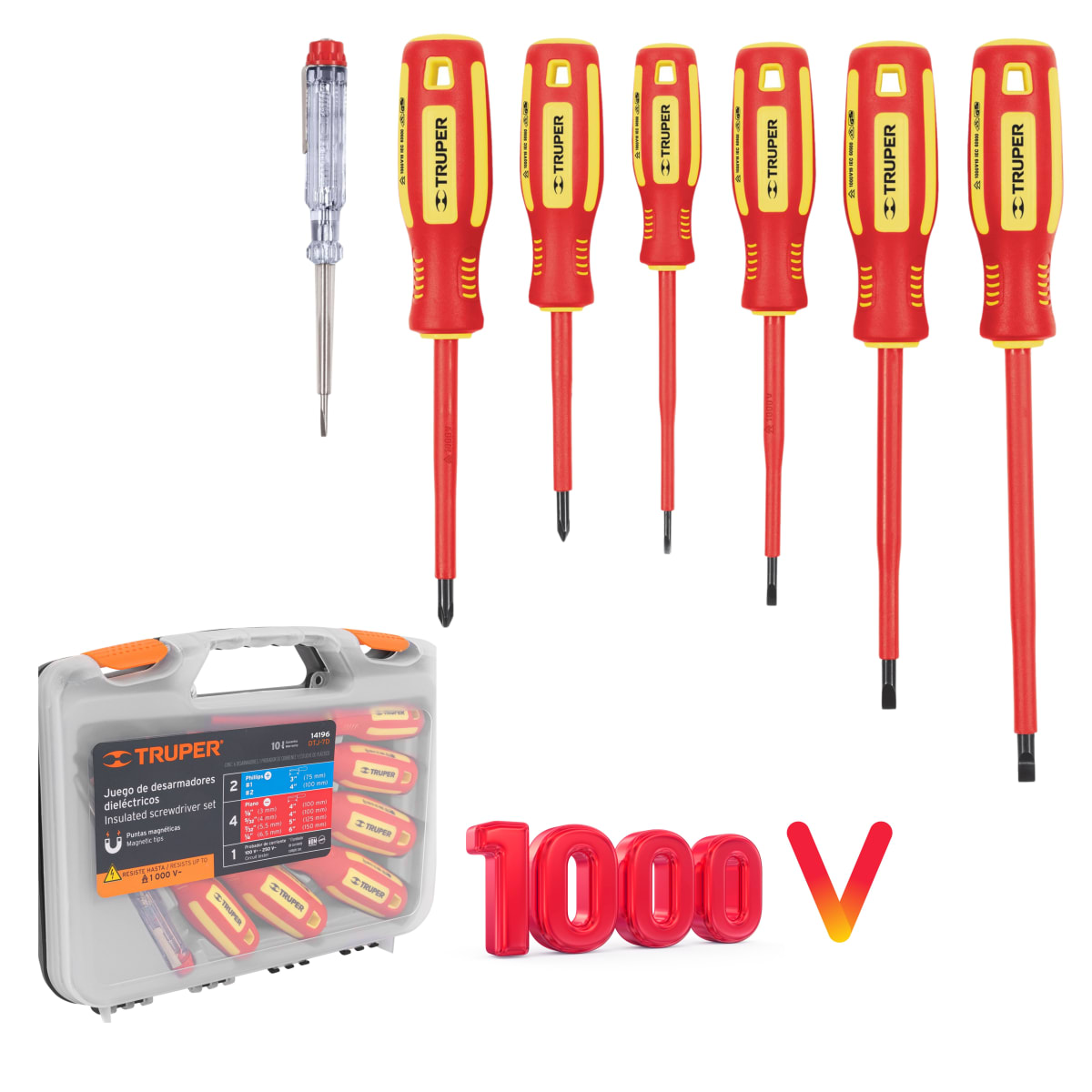 Kit pinza amperimétrica, desarmadores dielectricos1000V y alicate, TRUPER3
