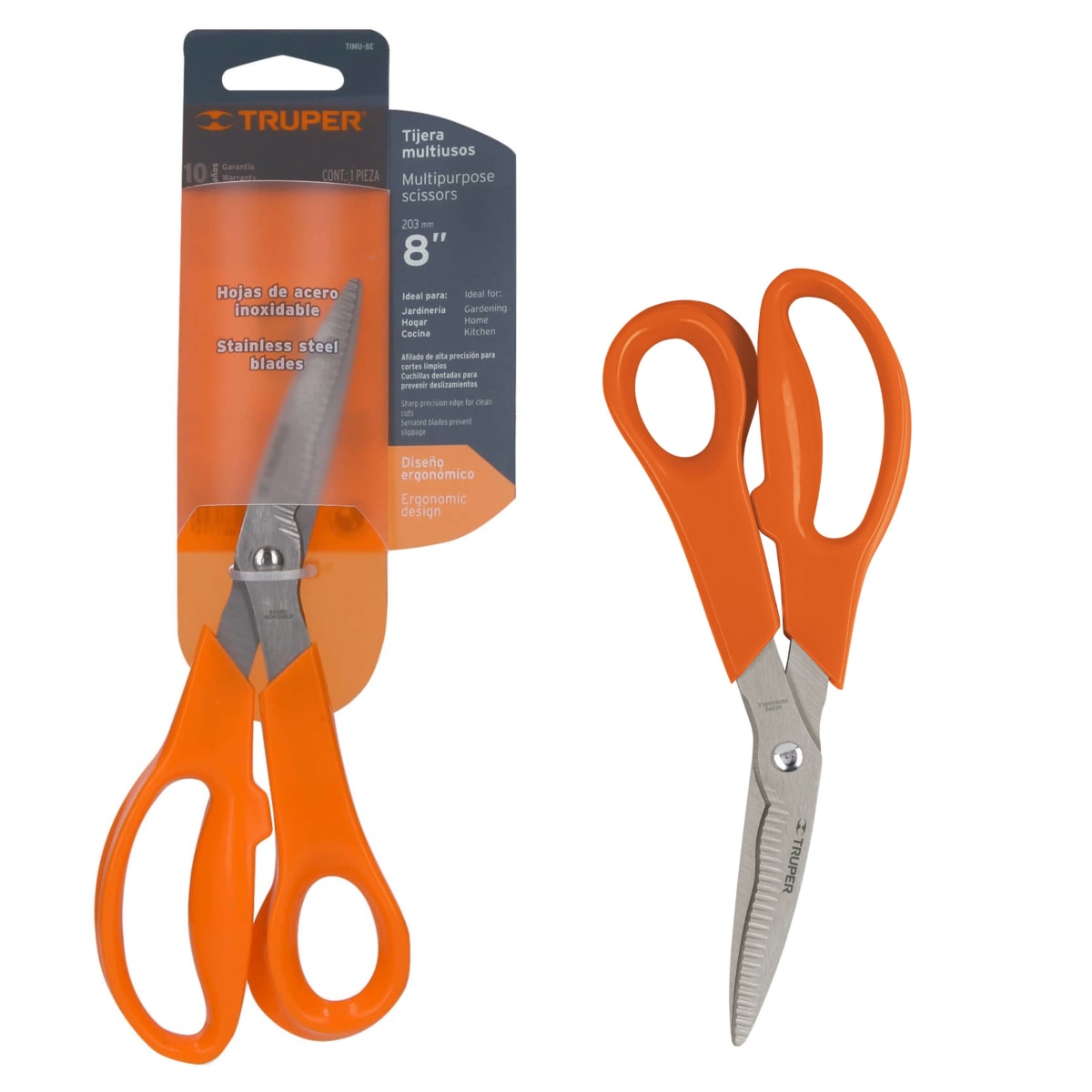 TIJERA DE CUCHILLAS DENTADAS 8 PULG ACERO INOXIDABLE TRUPER3
