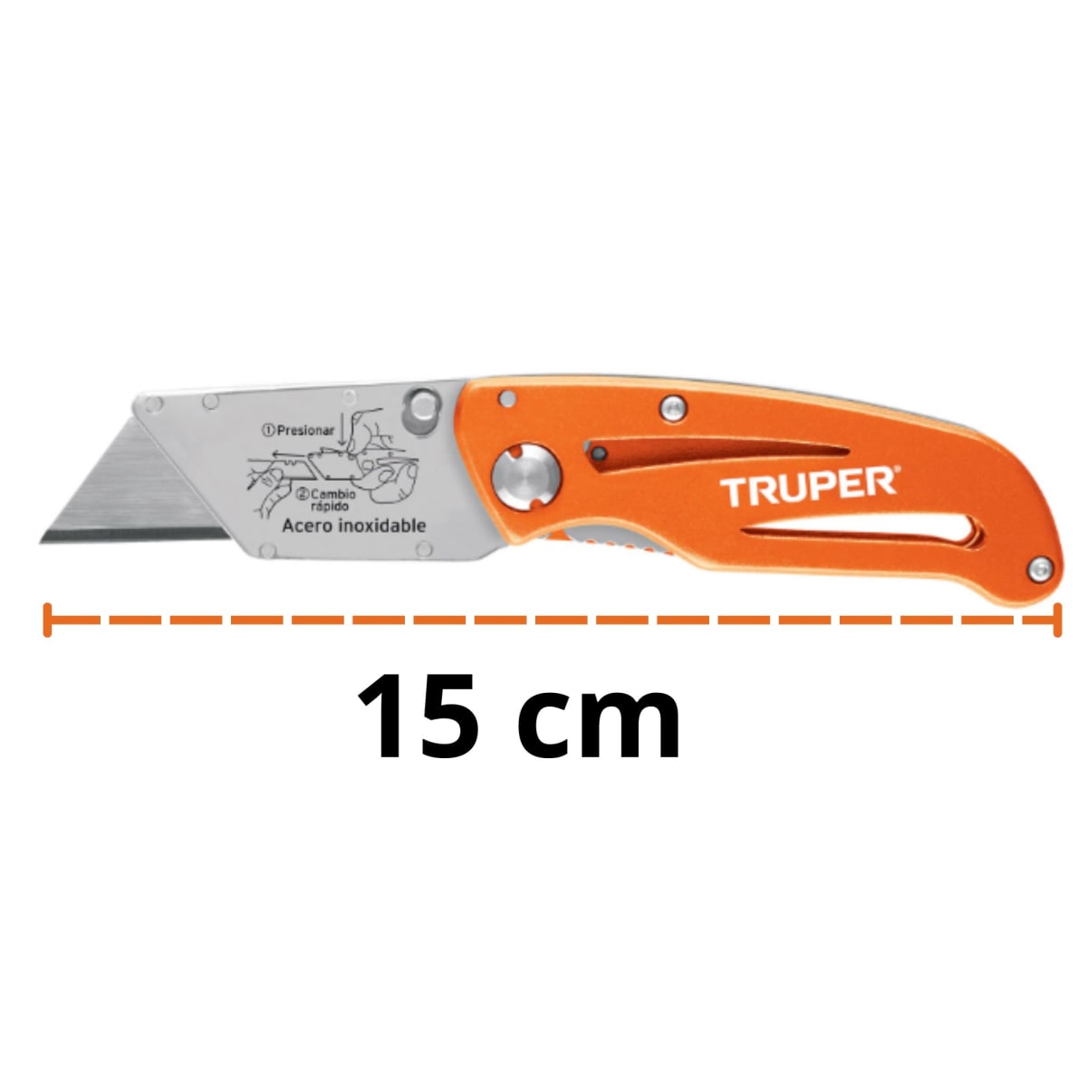 Navaja abatible profesional cuerpo acero inox y aluminio Truper Expert3