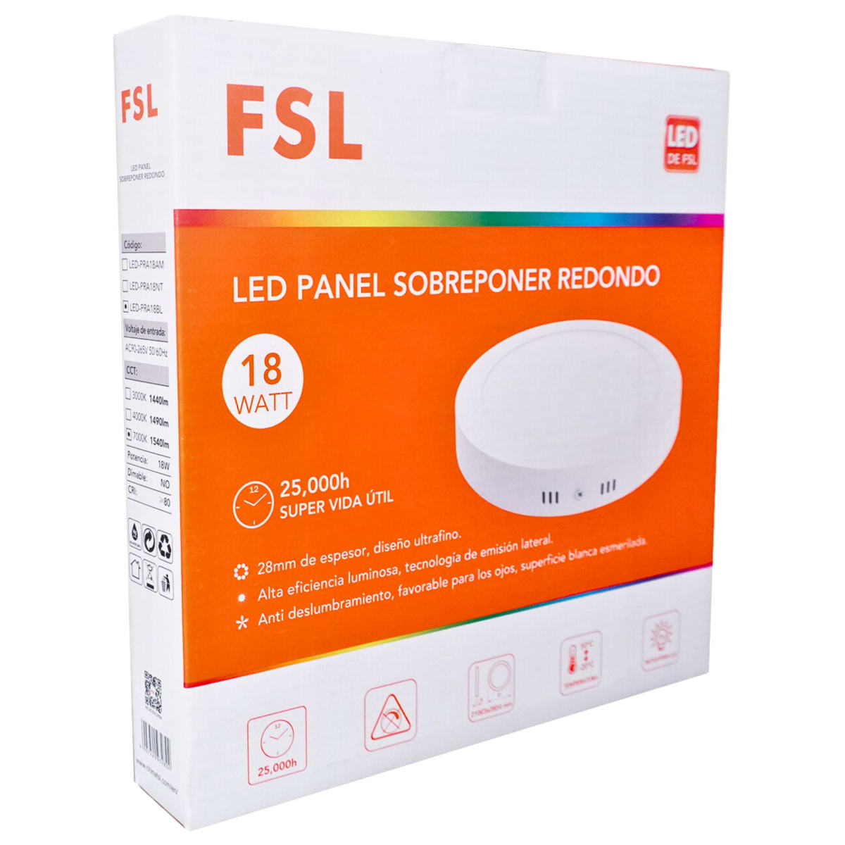 PANEL LED REDONDO LUZ BLANCO 18W FSL3