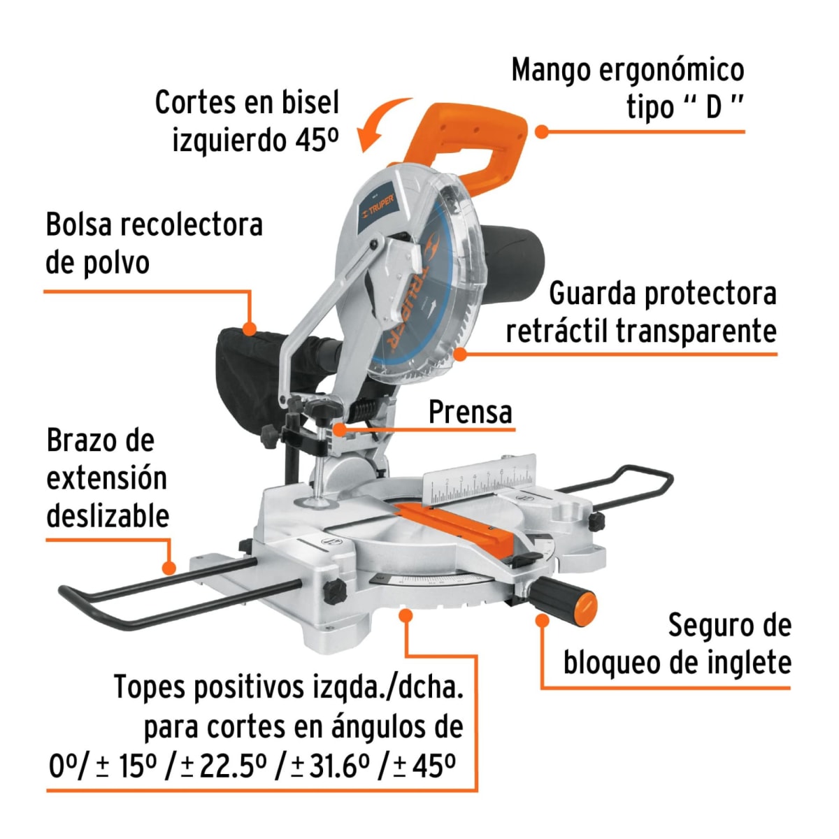 Sierra Ingletadora 10 pulg. 1900W - TRUPER4