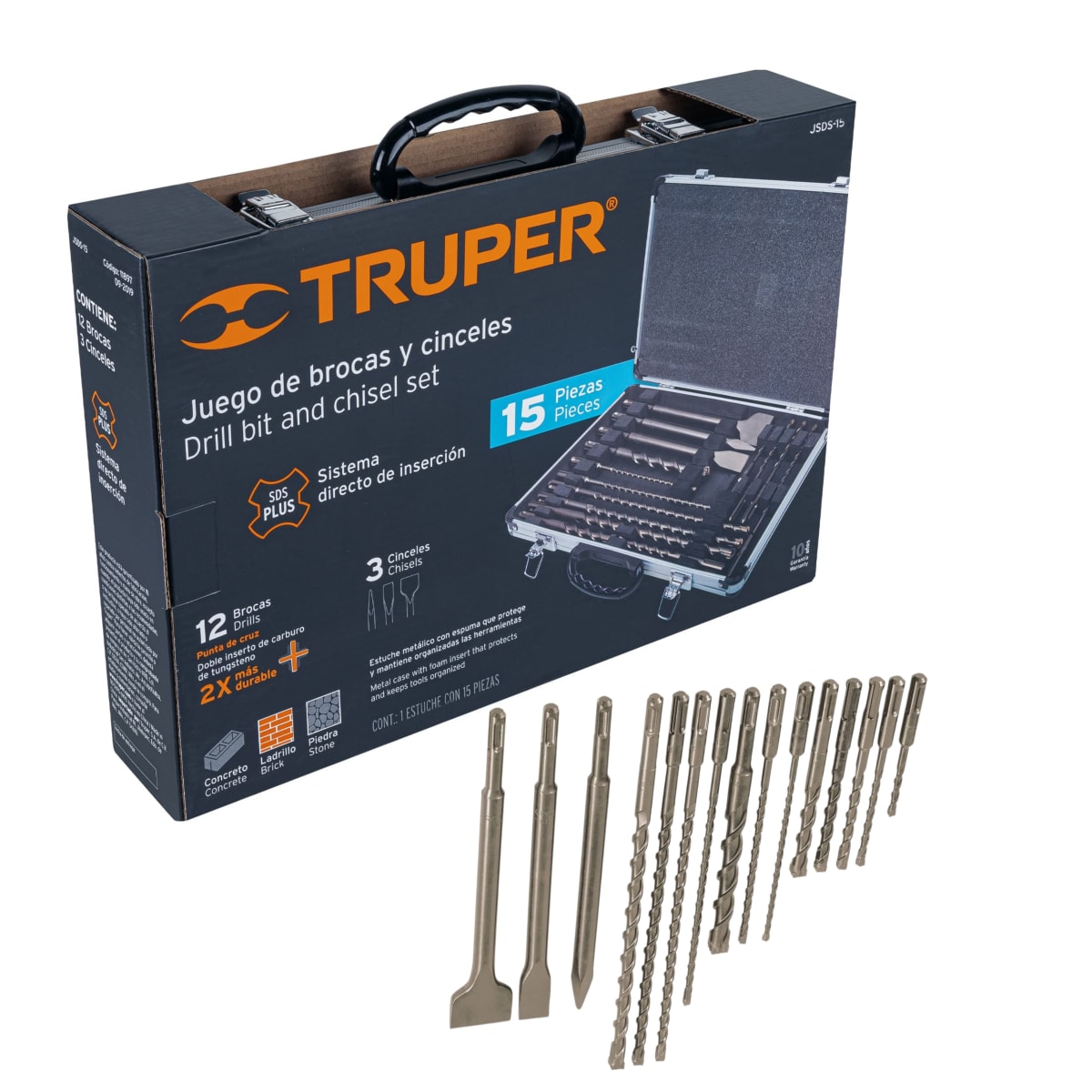 Juego de brocas y cinceles para ROTOMARTILLO y TALADRO 15 Pzas -- Truper4