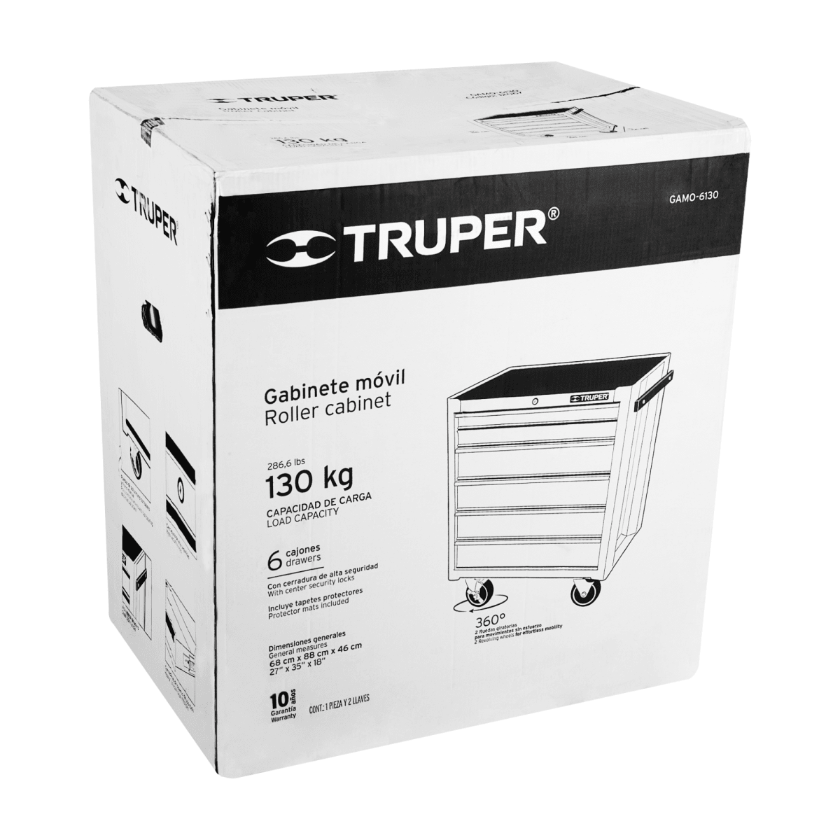 Gabinete metálico móvil, 6 cajones, capacidad 130 kg, Truper4