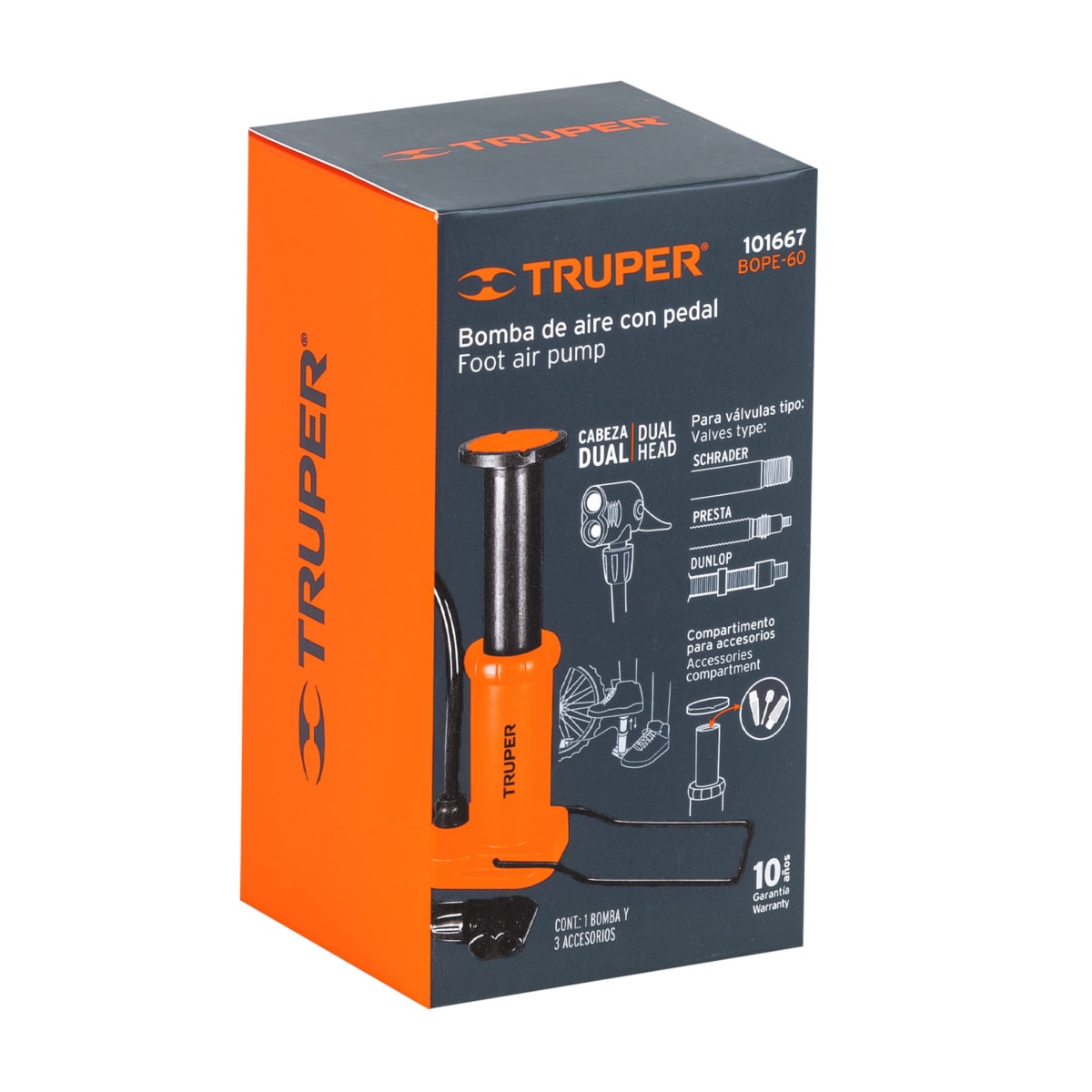 Inflador para bicicleta, pelotas, inflador de pedal de 60 psi - TRUPER4
