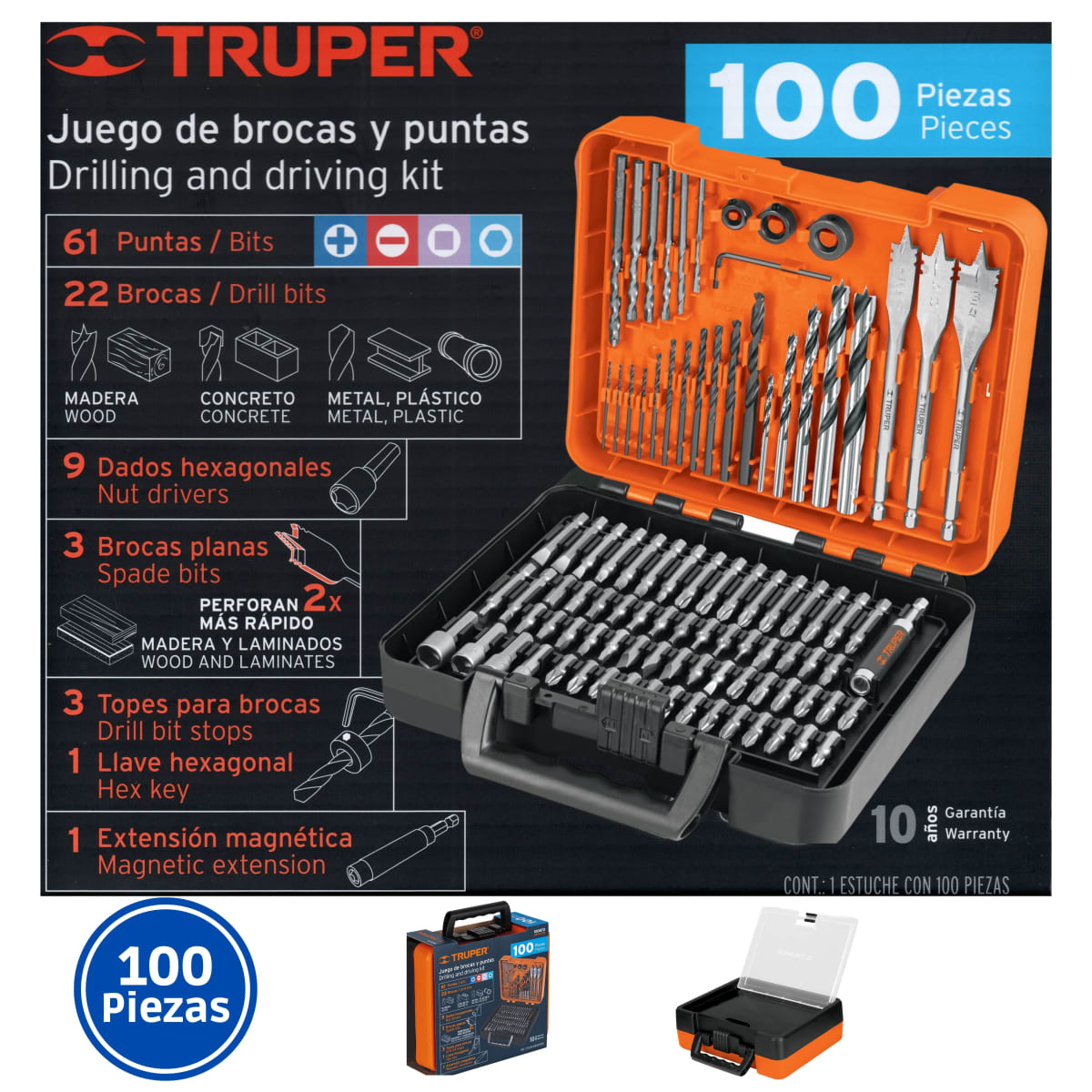 Taladro percutor atornillador 20V y 12V +100 brocas +mochila Truper4