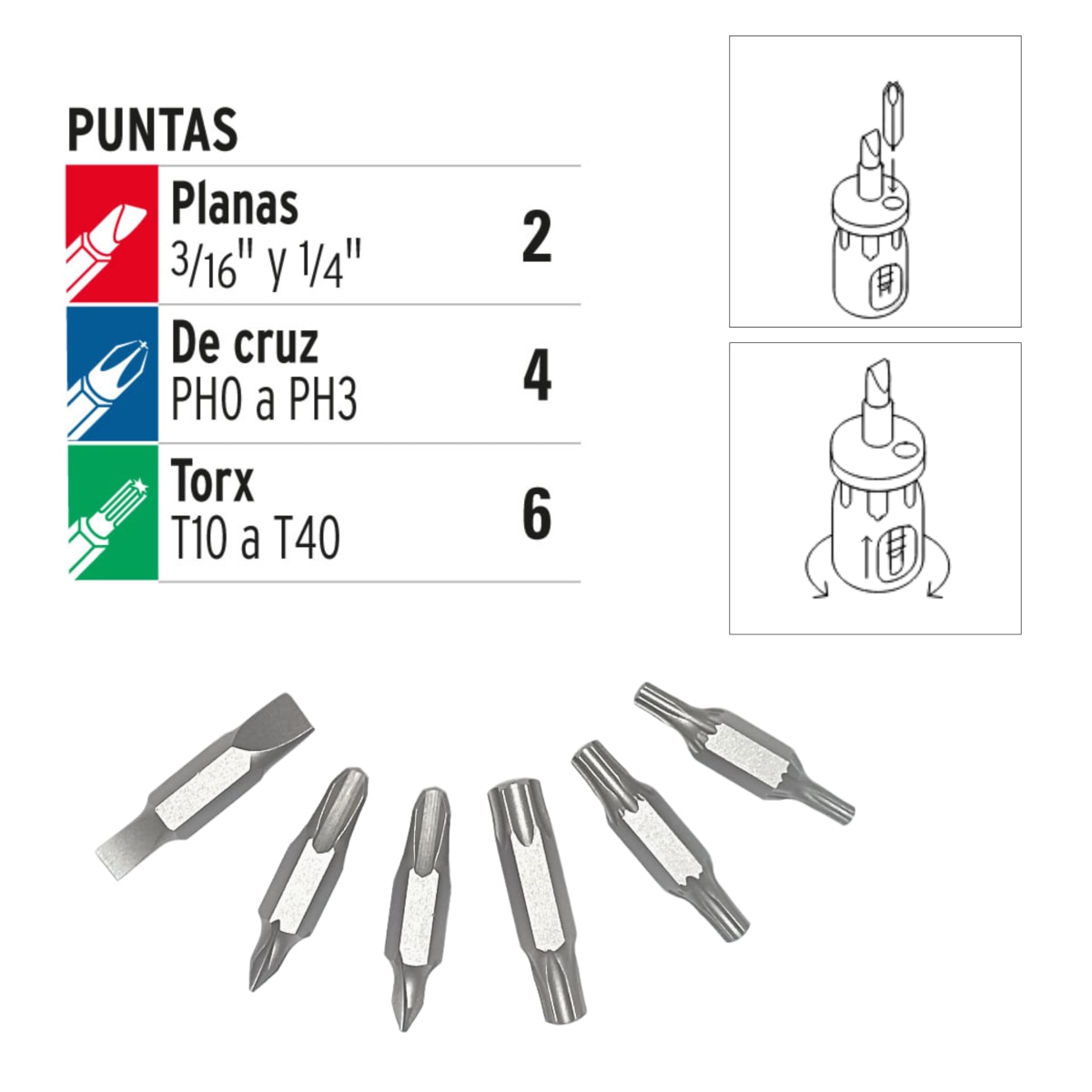 Desarmador tipo trompo 6 puntas dobles, Truper4