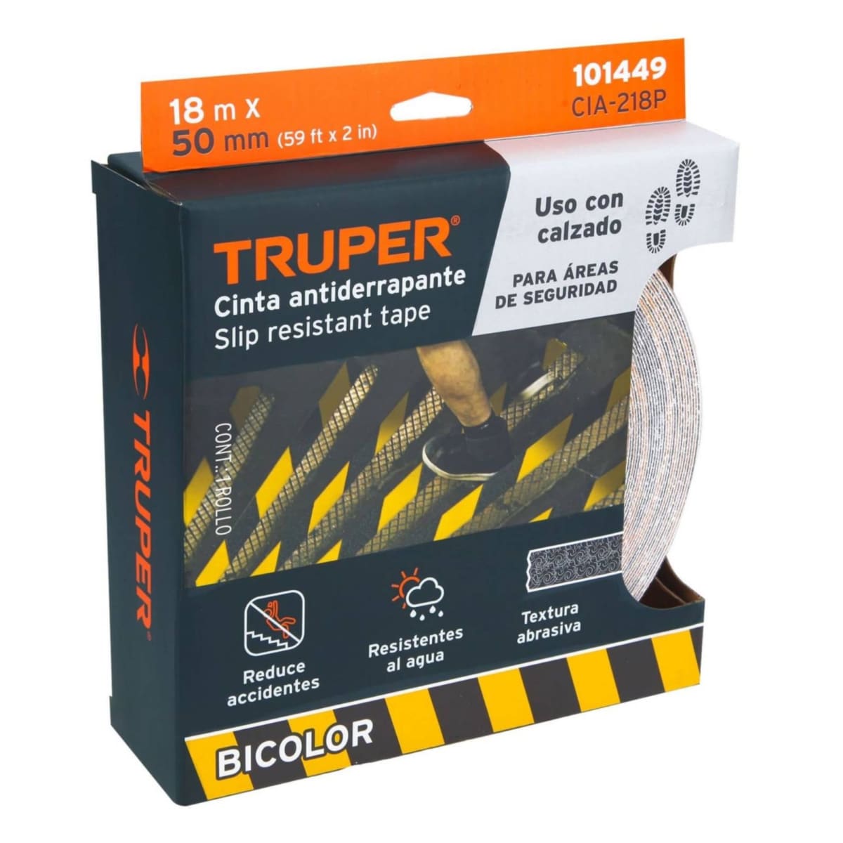 Rollo 18 m de cinta antiderrapante ama/negra 50mm c/abrasivo4