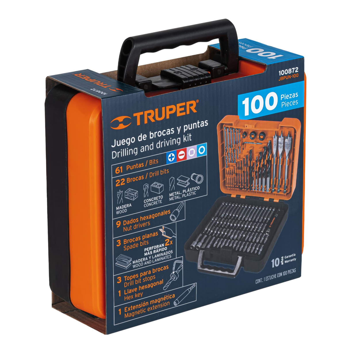 Juego de brocas y puntas para taladro 100 piezas -- Truper4
