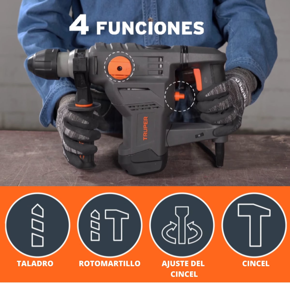 Rotomartillo industrial SDS PLUS 5 JOULES 220V, Truper4