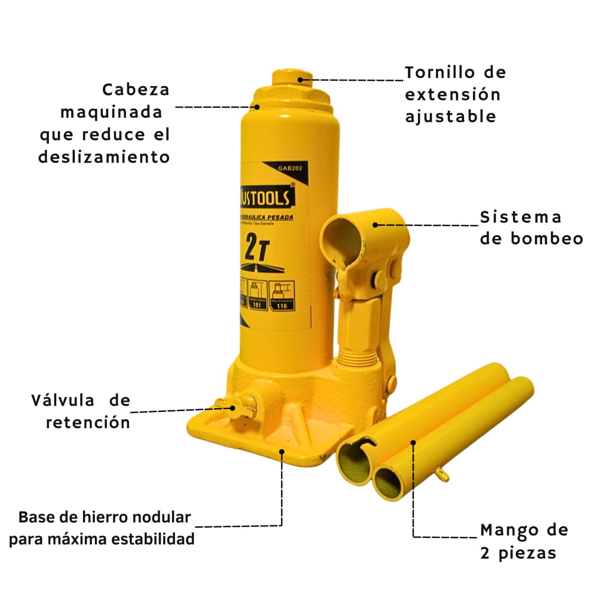 Gata hidráulica botella 2 toneladas, UYUSTOOLS4
