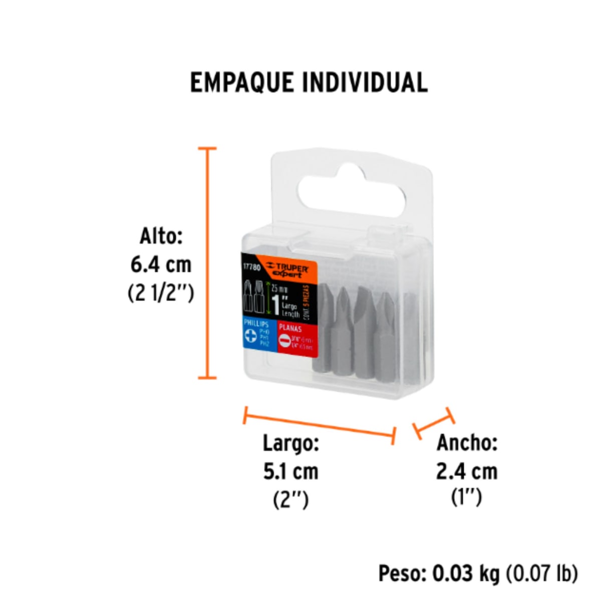 Juego  puntas para destornillador 5 Pzas cruz y planas  1