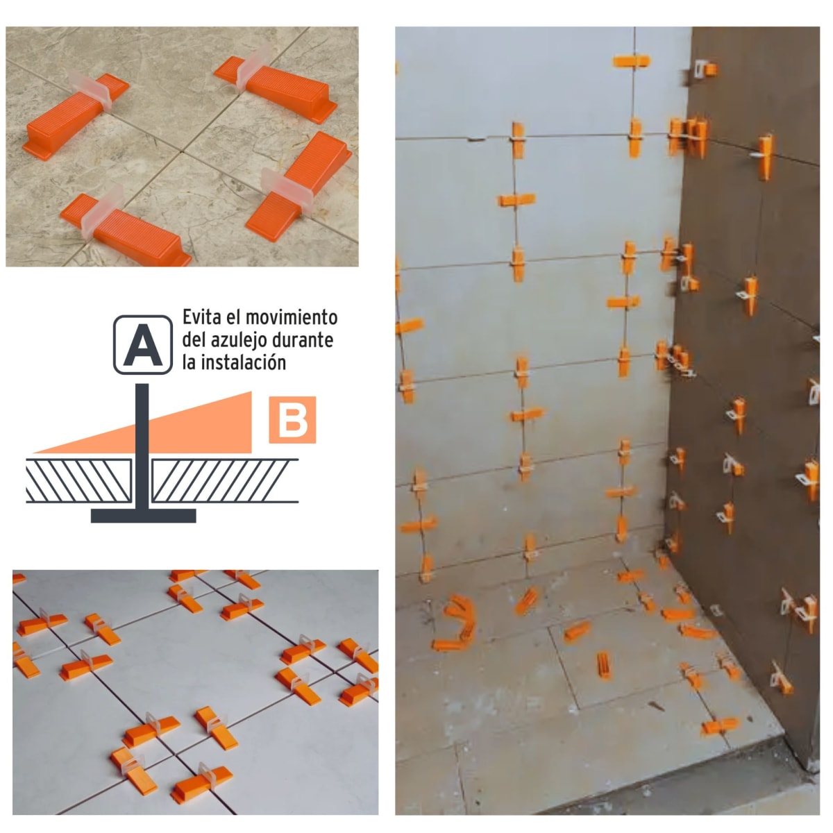 Kit nivelación de porcelanato 100 cuñas nivelador, 100clip, 1 alicate5