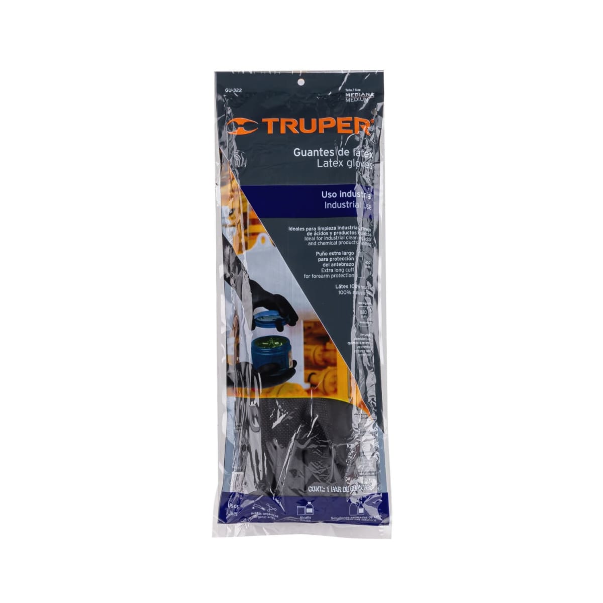 Guantes Látex INDUSTRIAL Puño Largo 8 talla M - TRUPER5