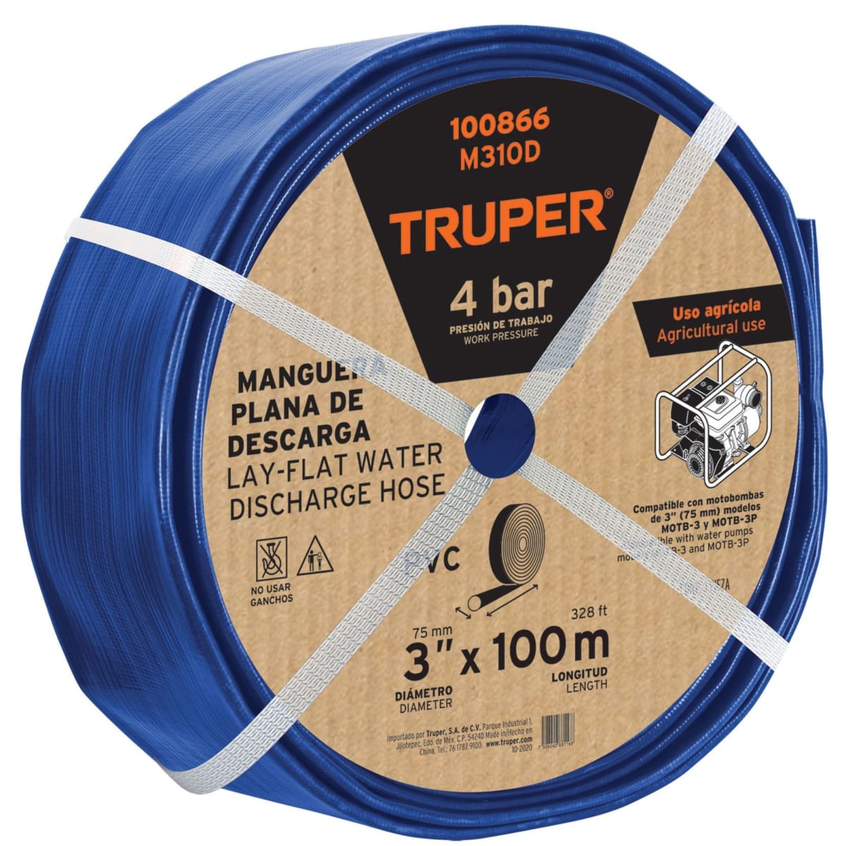 Manguera para motobomba 3plg manguera de succion 30m y descarga 100m5