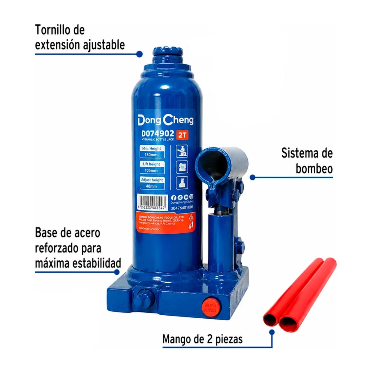 Gata Hidráulica Tipo Botella 2 Toneladas DongCheng D0749025